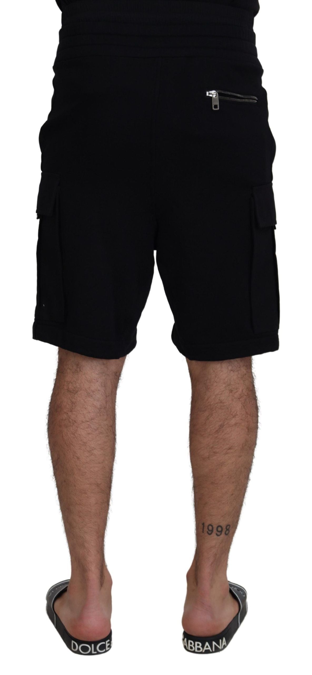 Dolce & Gabbana Black Cotton Bermuda Cargo Shorts-2