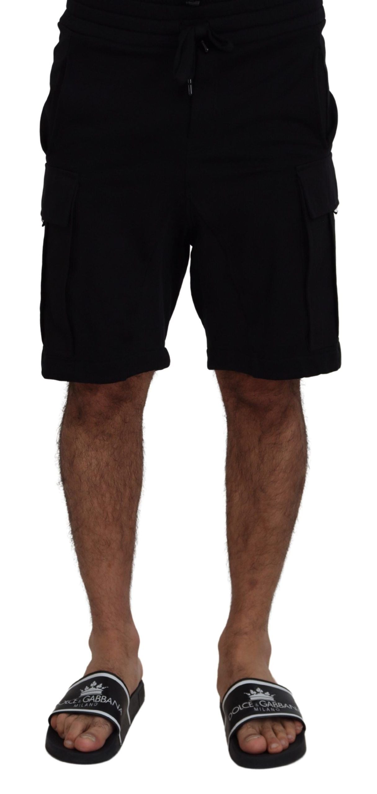 Dolce & Gabbana Black Cotton Bermuda Cargo Shorts-1