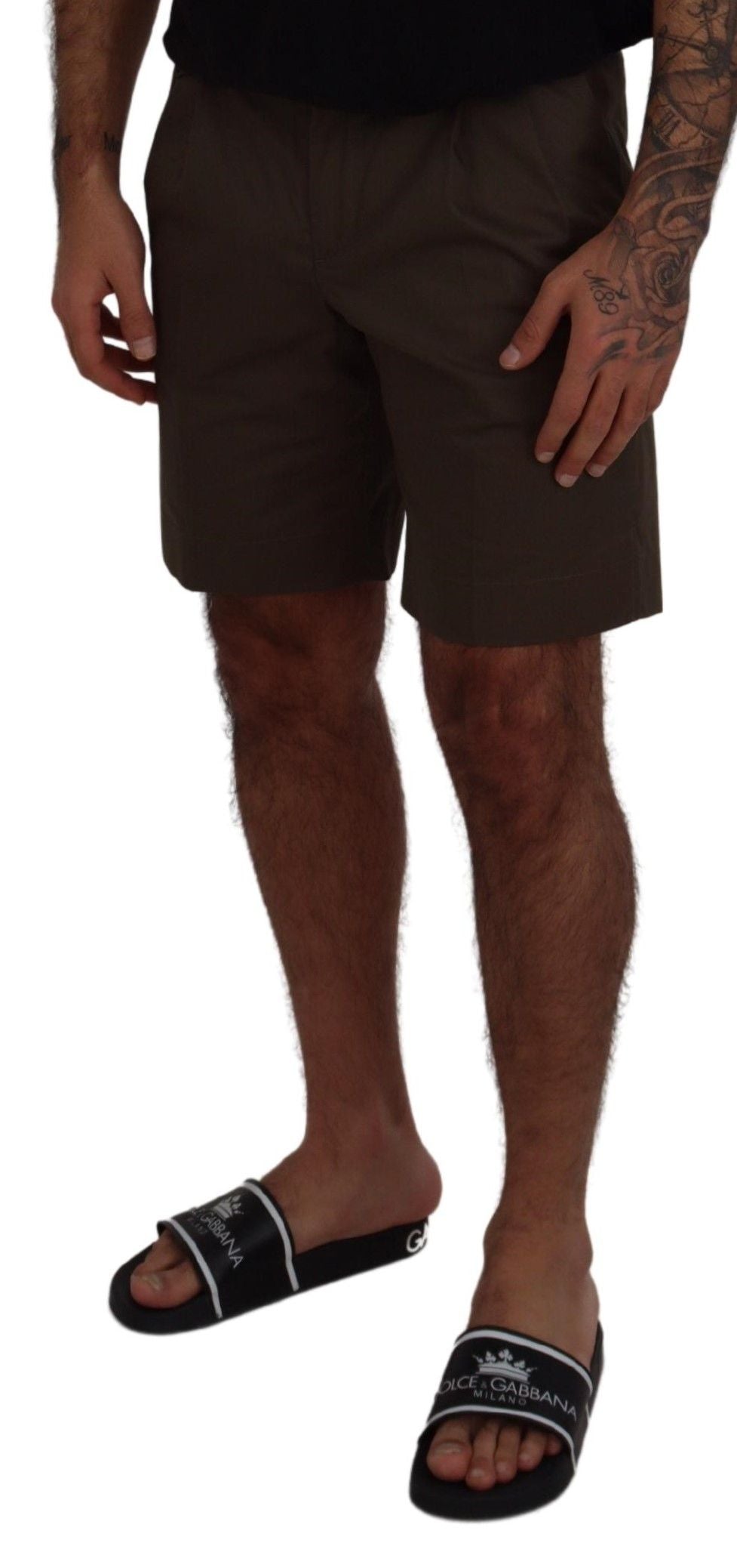 Dolce & Gabbana Green Chinos Cotton Casual Shorts-3