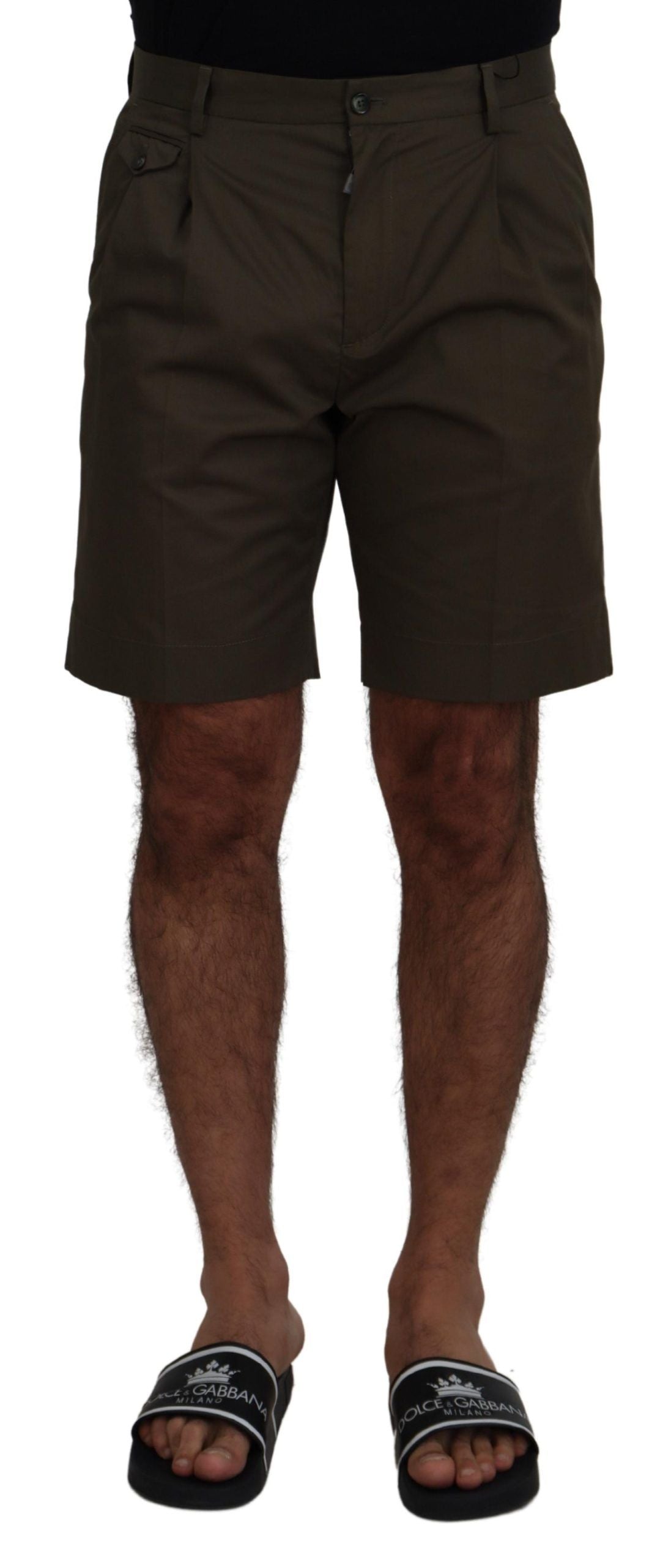 Dolce & Gabbana Green Chinos Cotton Casual Shorts-1