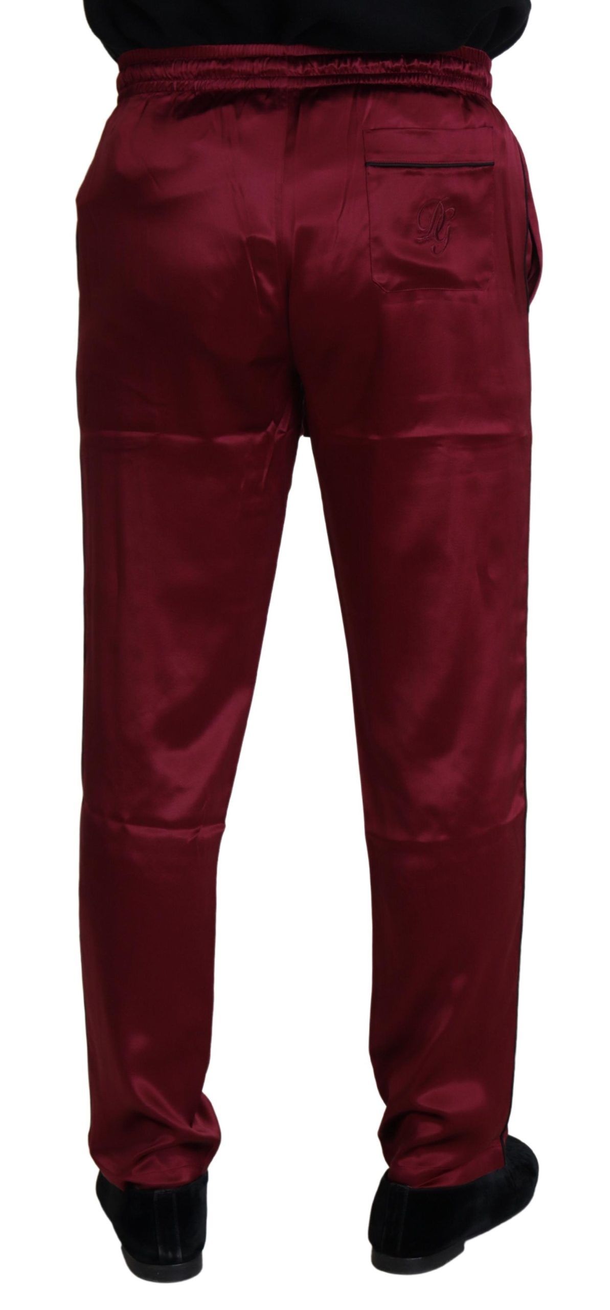 Dolce & Gabbana Bordeaux silk DG sleep lounge pants-2