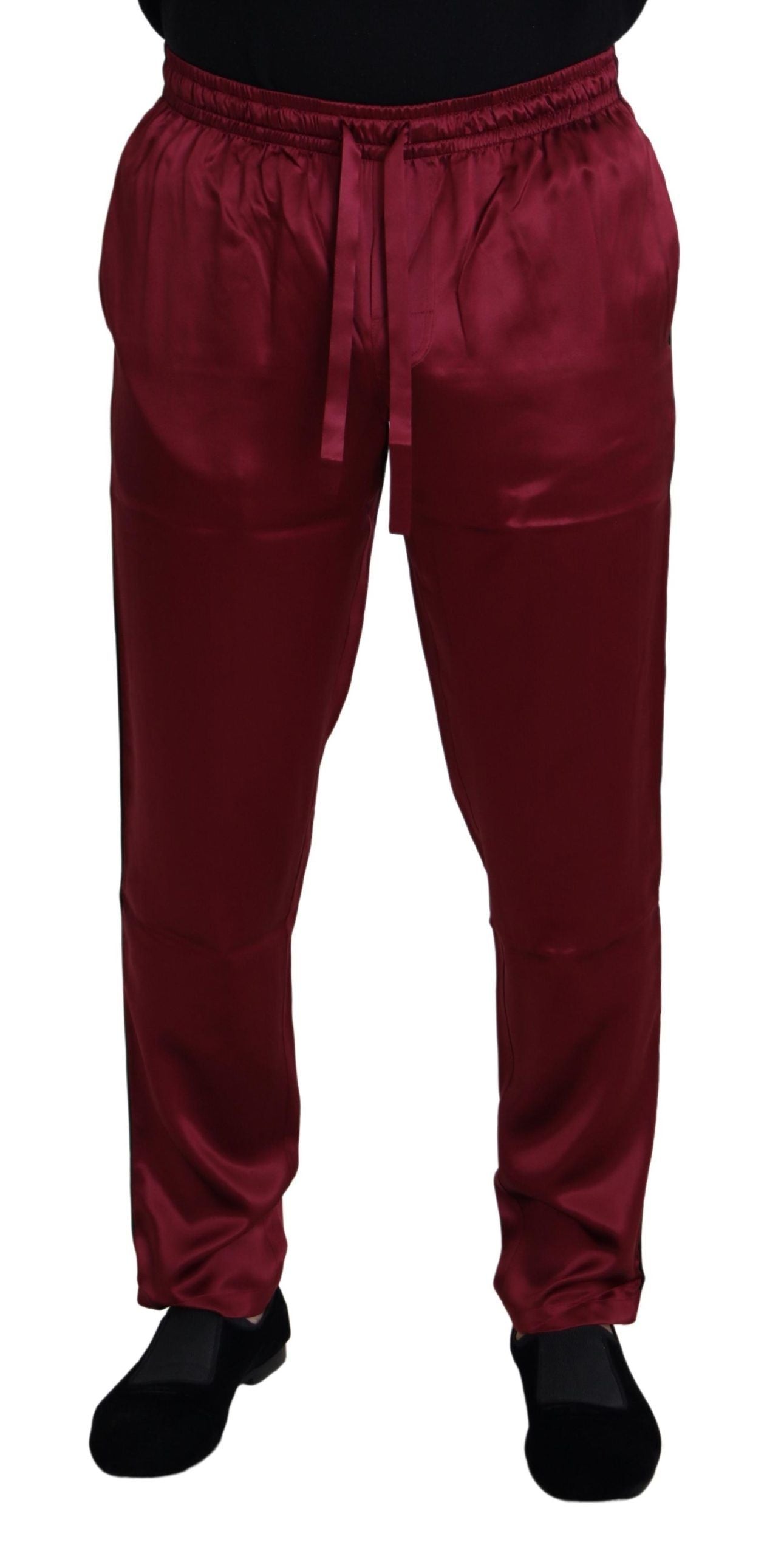 Dolce & Gabbana Bordeaux silk DG sleep lounge pants-1