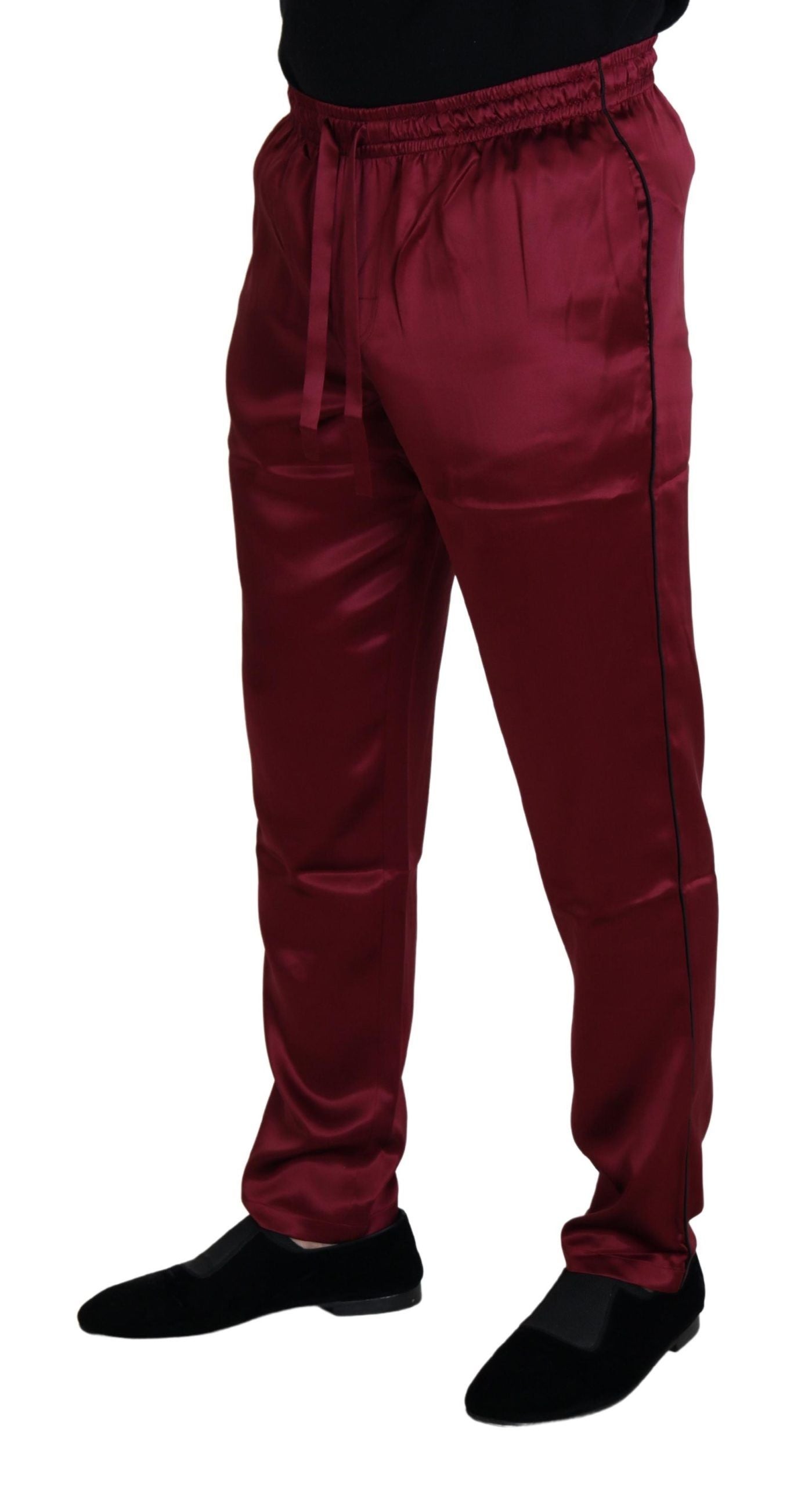Dolce & Gabbana Bordeaux silk DG sleep lounge pants-4