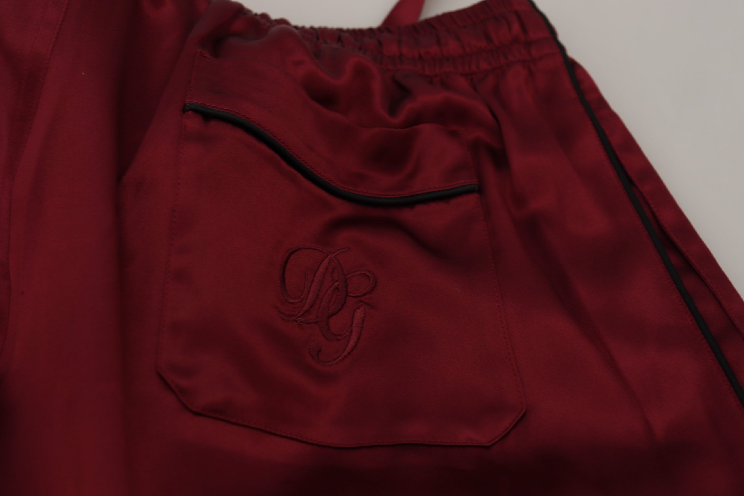 Dolce & Gabbana Bordeaux silk DG sleep lounge pants-5