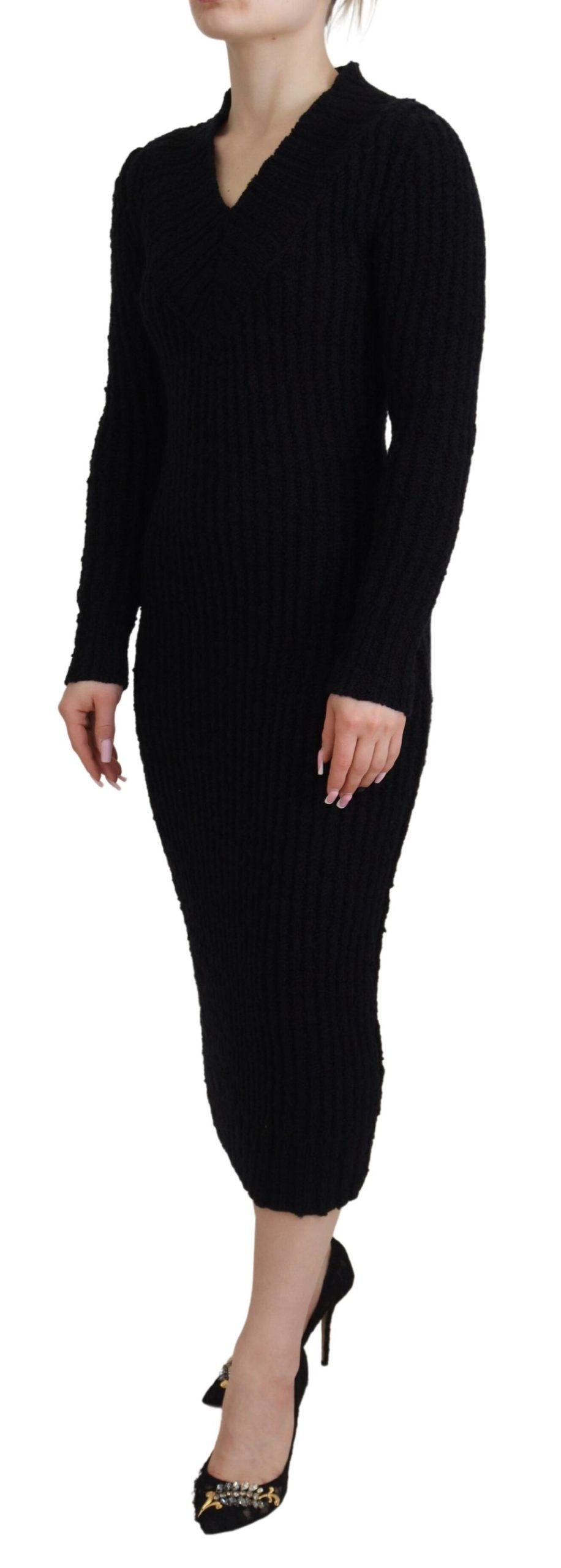 Dolce & Gabbana Schwarzes Strickpulloverkleid aus Wolle-2