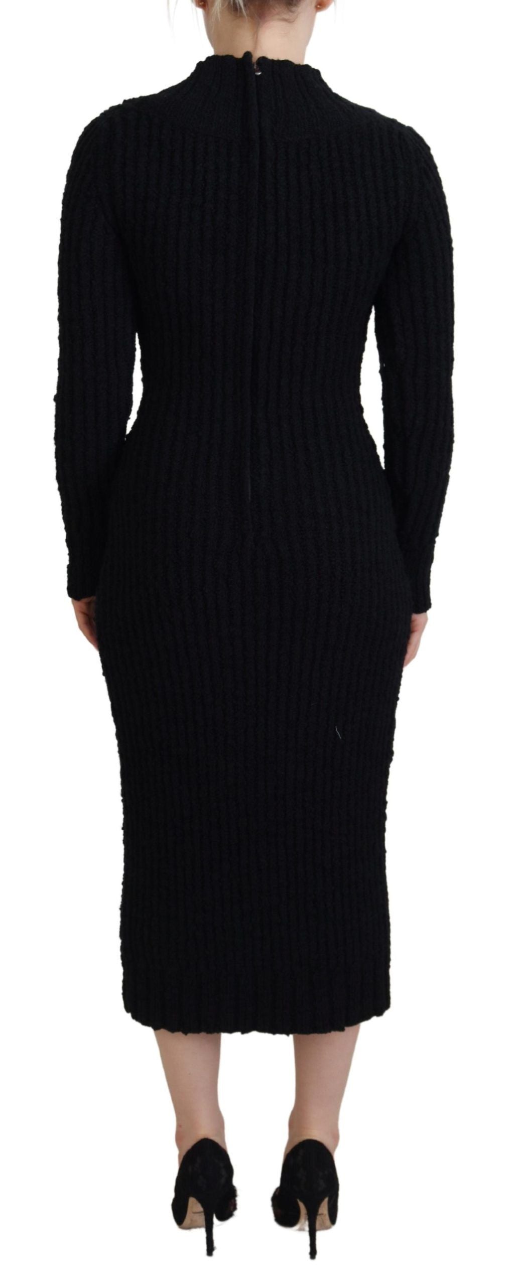 Dolce & Gabbana Schwarzes Strickpulloverkleid aus Wolle-3