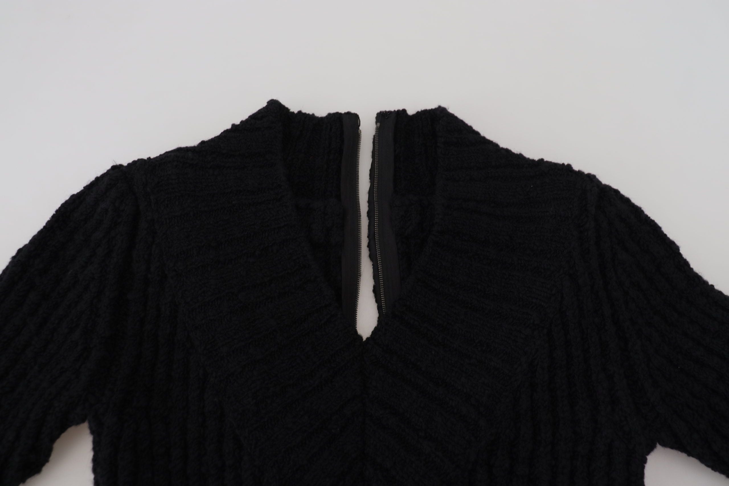 Dolce & Gabbana Schwarzes Strickpulloverkleid aus Wolle-5