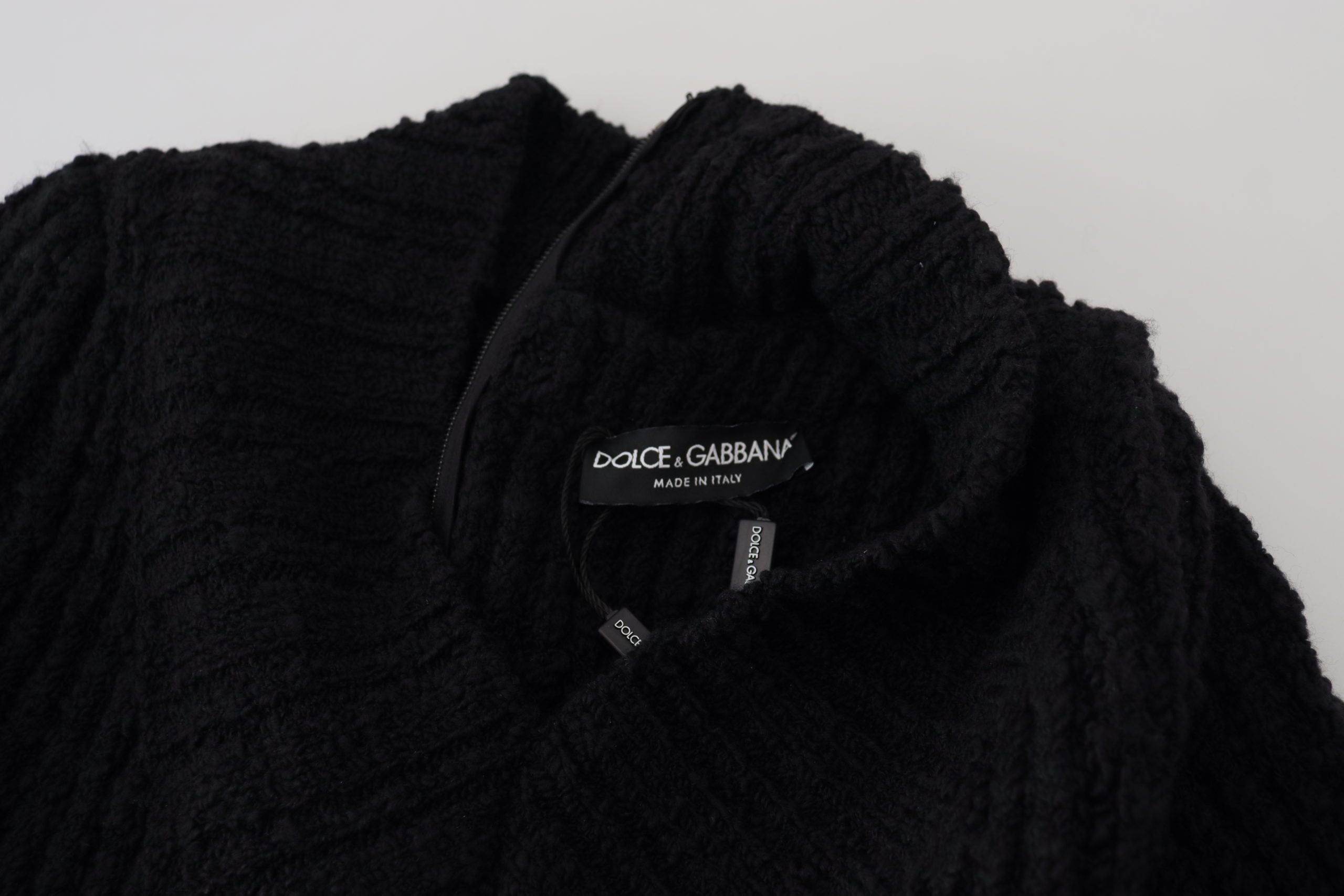 Dolce & Gabbana Schwarzes Strickpulloverkleid aus Wolle-6