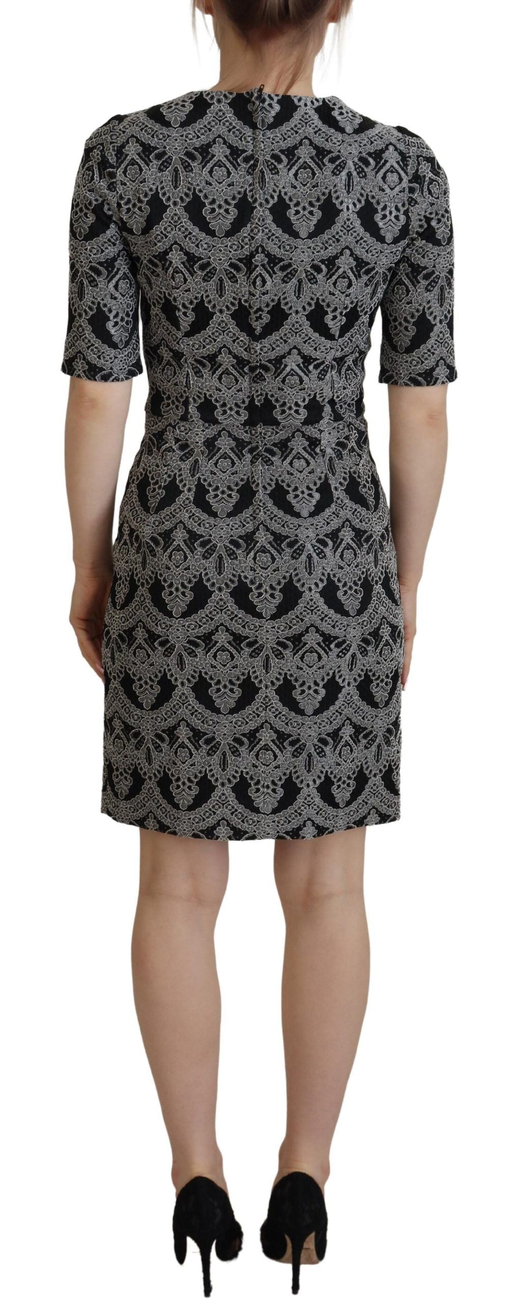 Dolce & Gabbana black and grey jacquard bodycon dress-3