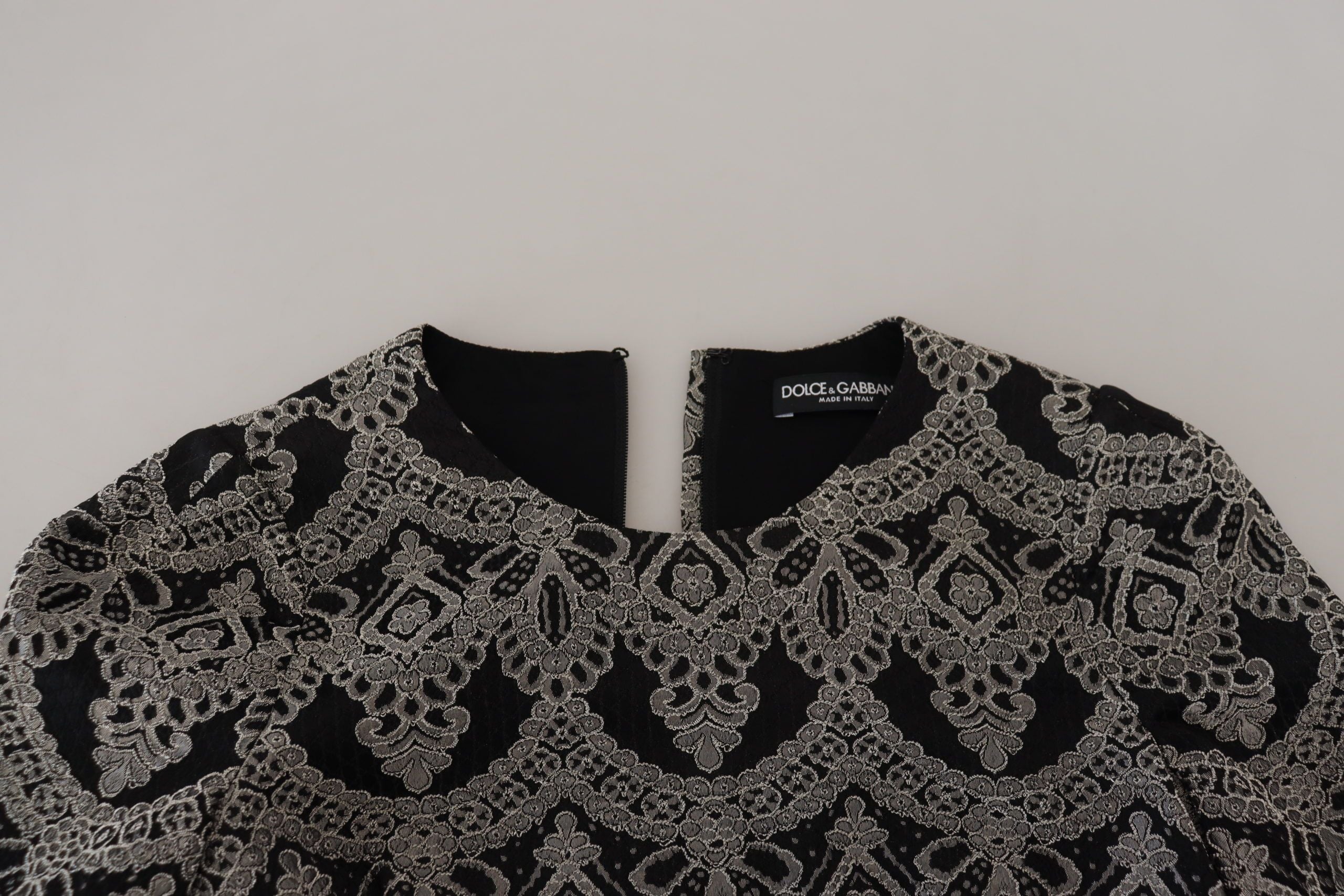 Dolce & Gabbana black and grey jacquard bodycon dress-7