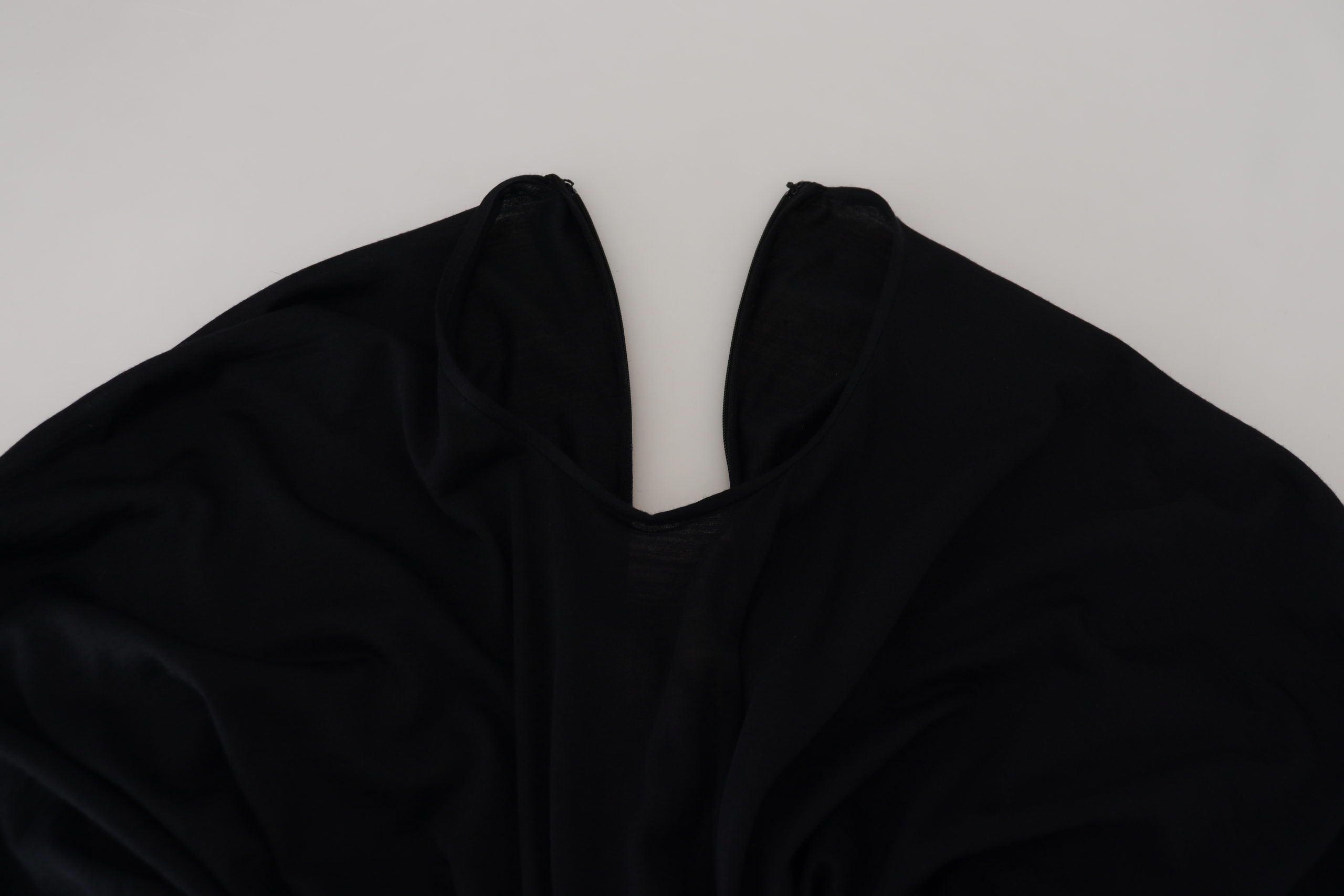 Dolce & Gabbana Black Sheath Dress Midi Dress Wool Wrap Dress-5