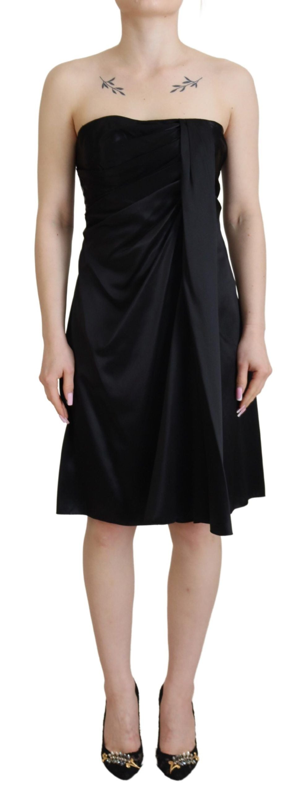 Dolce & Gabbana Black Silk Shift Short Mini Party Dress-1
