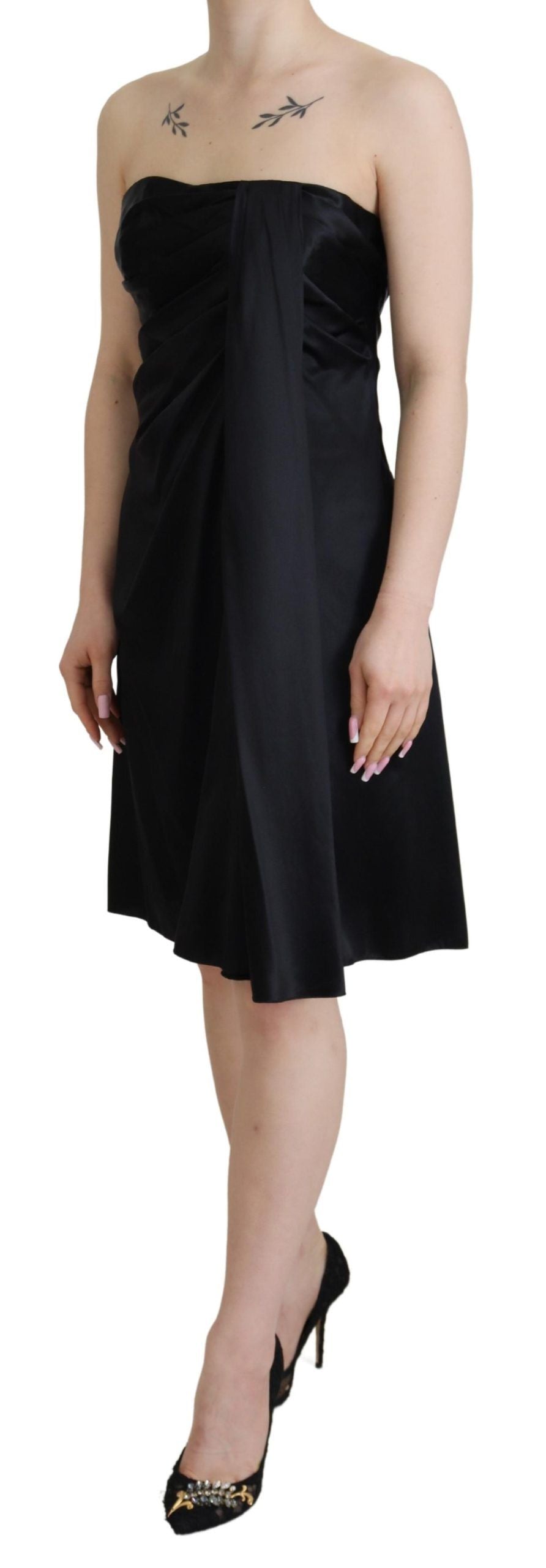 Dolce & Gabbana Black Silk Shift Short Mini Party Dress-2