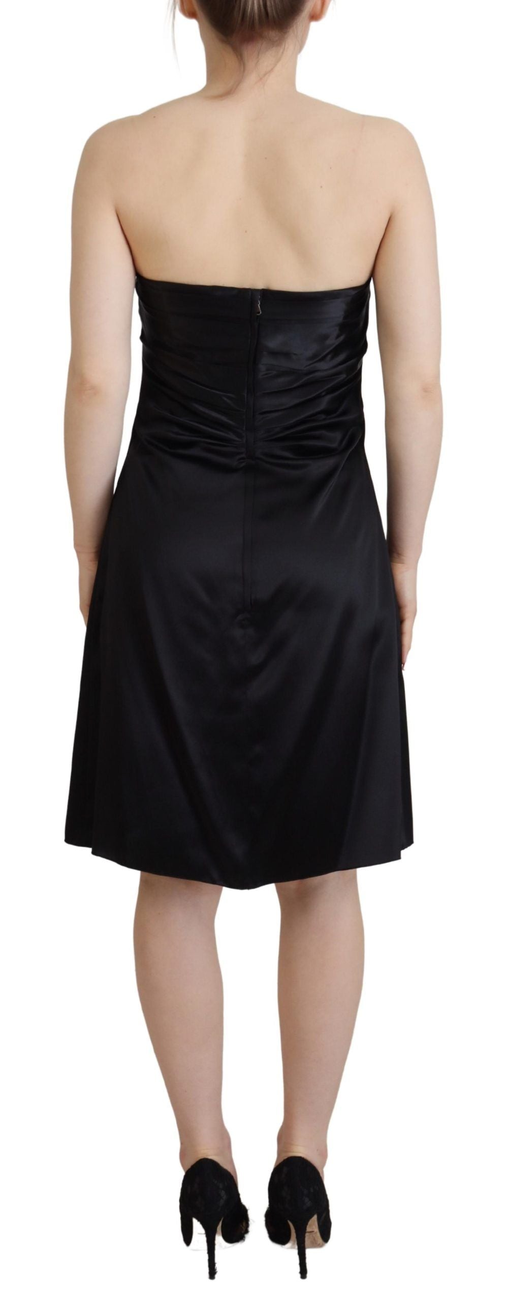 Dolce & Gabbana Black Silk Shift Short Mini Party Dress-3