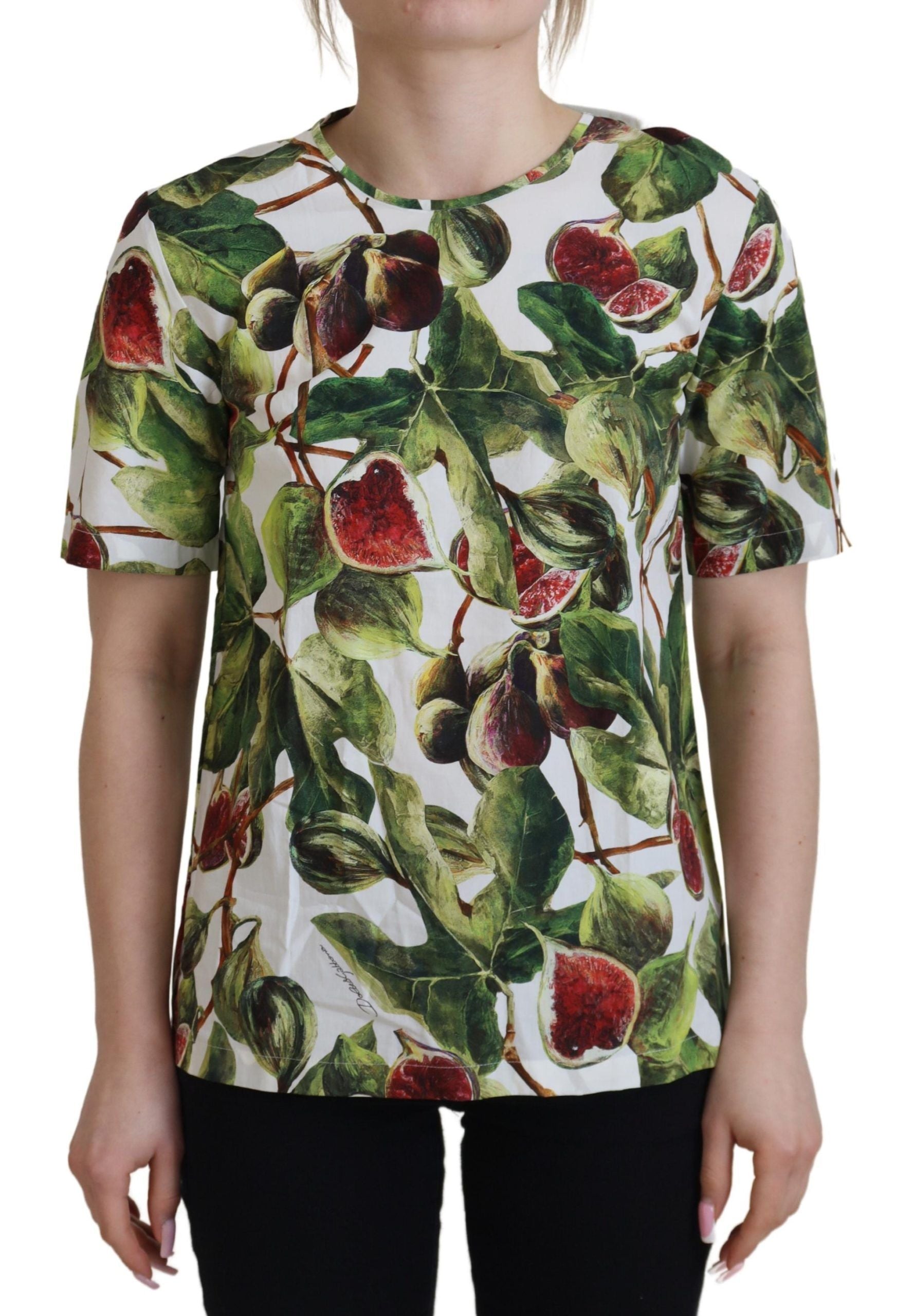 Dolce & Gabbana Cotton Round Neck Blouse Fruit T-Shirt-1