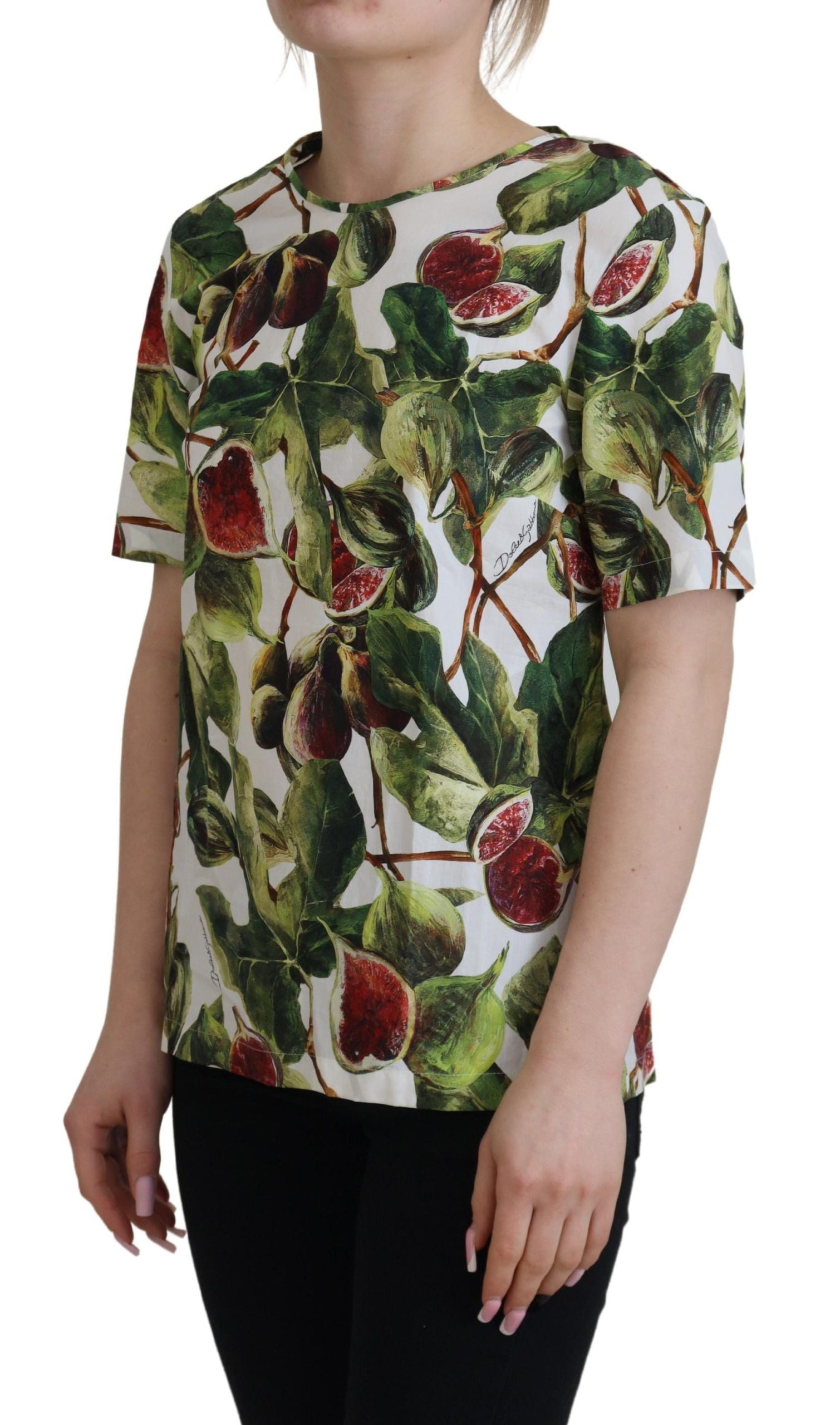 Dolce & Gabbana Cotton Round Neck Blouse Fruit T-Shirt-4