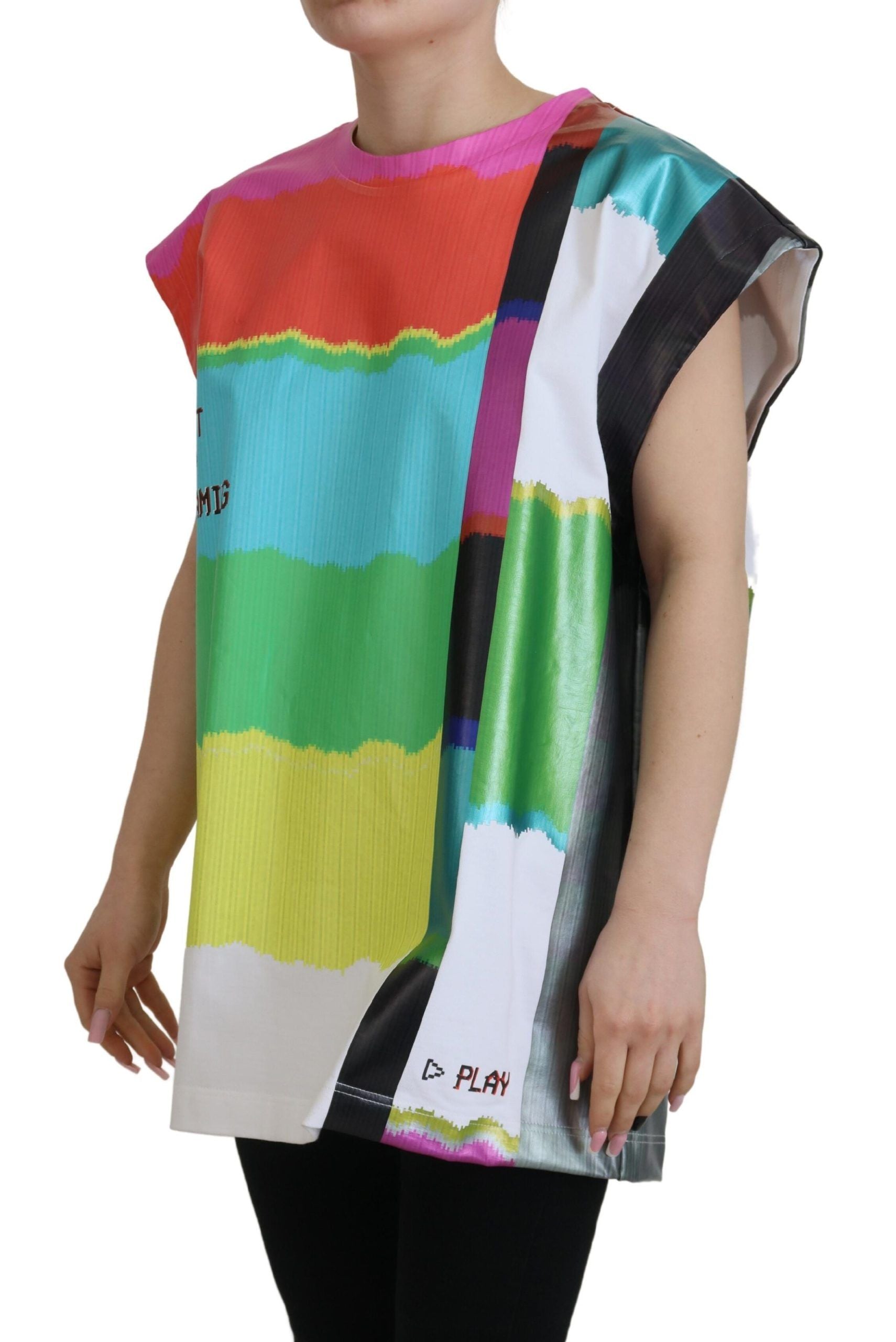 Blusa de algodón con estampado de televisión multicolor de Dolce & Gabbana-3