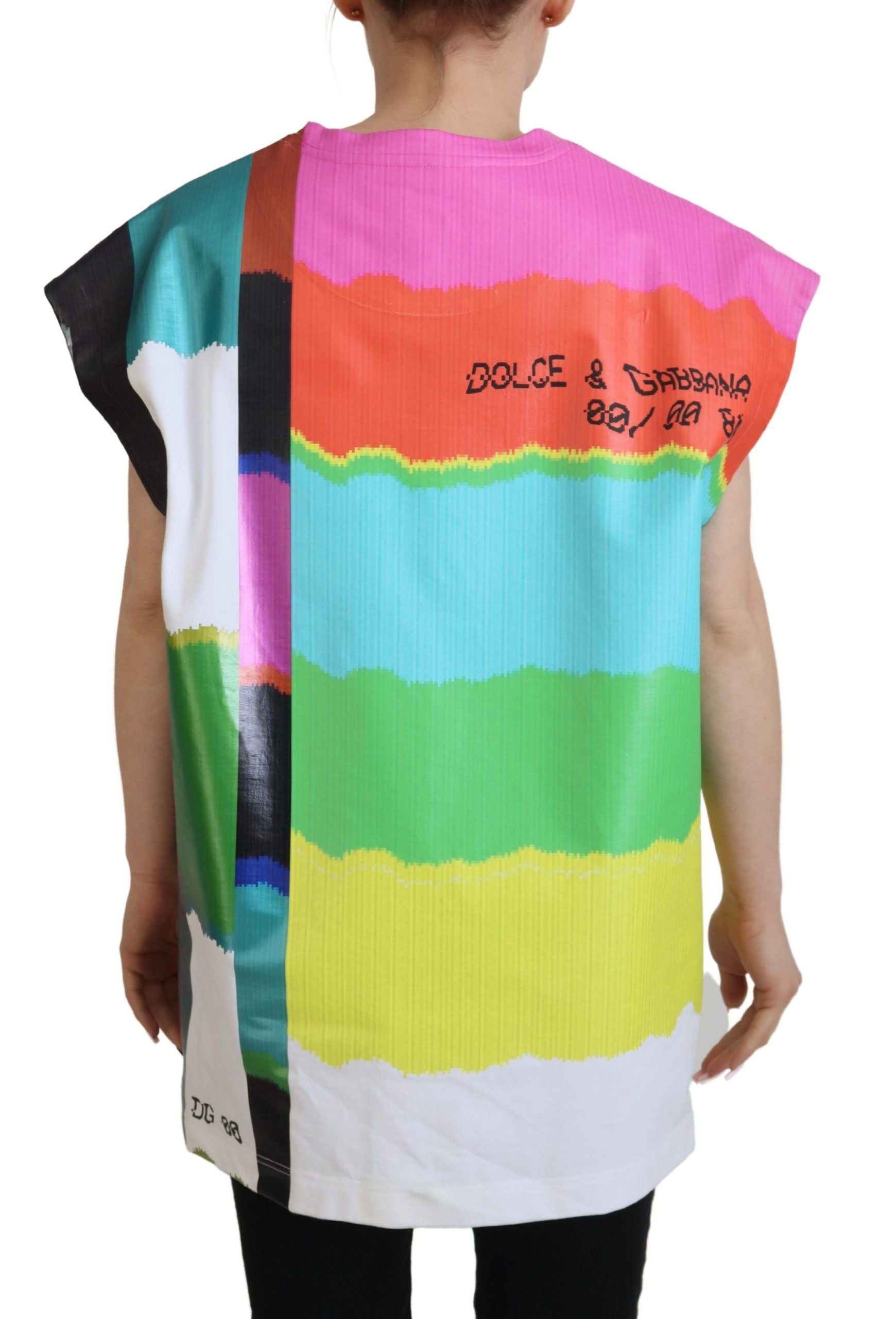 Blusa de algodón con estampado de televisión multicolor de Dolce & Gabbana-4