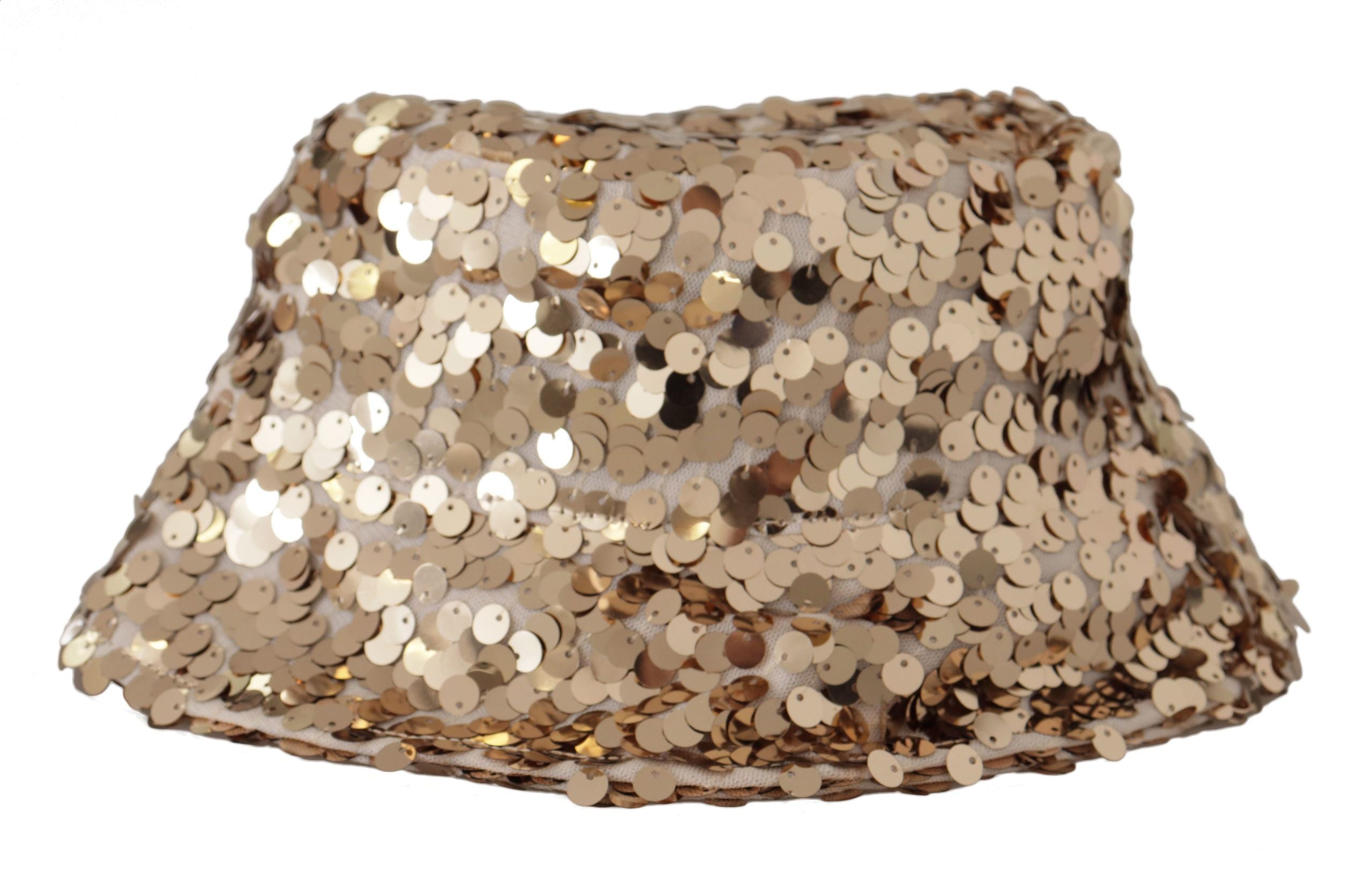 Sombrero de pescador de diseño con ala de lentejuelas de seda dorada de Dolce & Gabbana-3