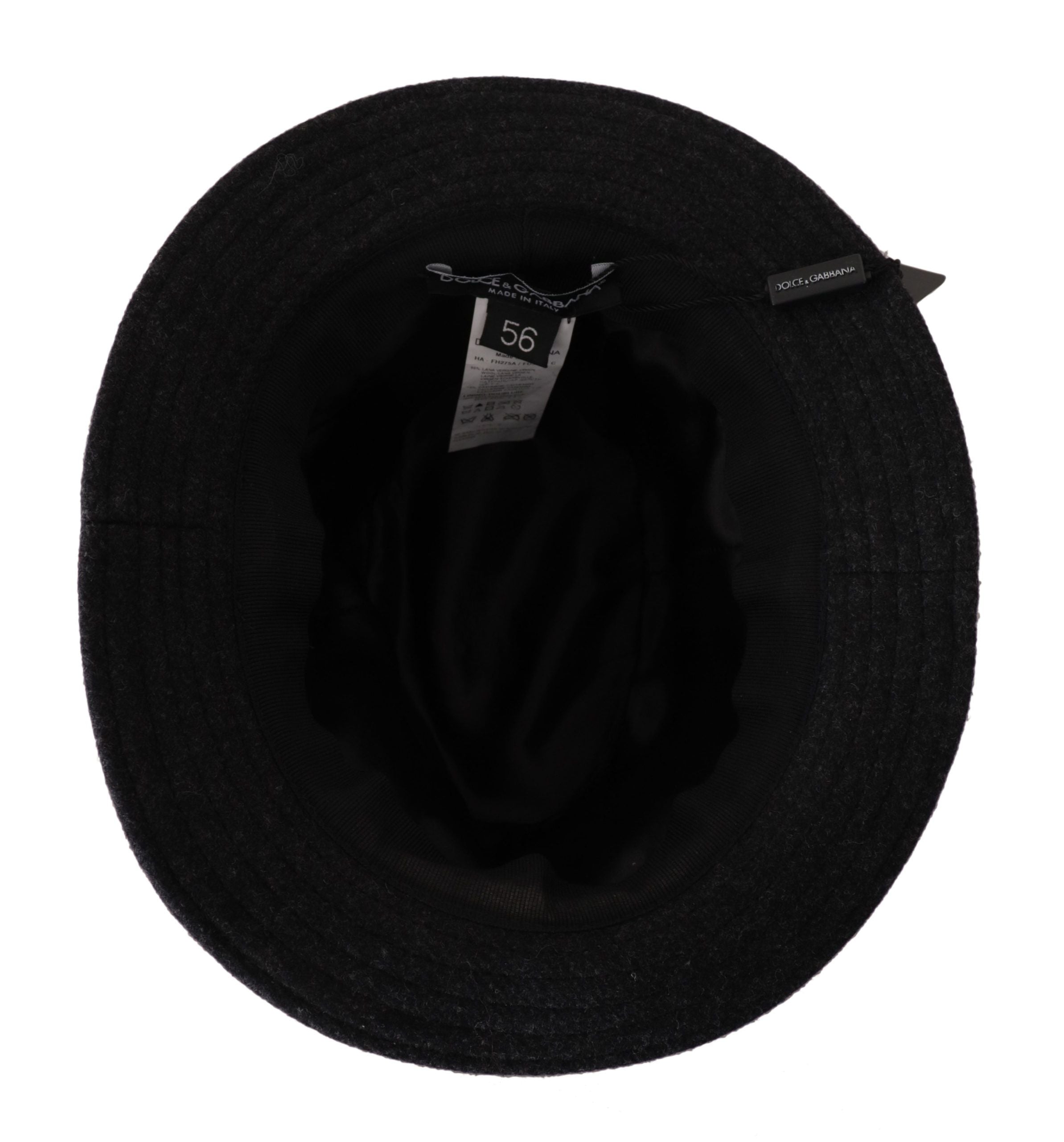 Dolce & Gabbana Gray Virgin Wool Logo Fedora Trilby Cappello Hat-3
