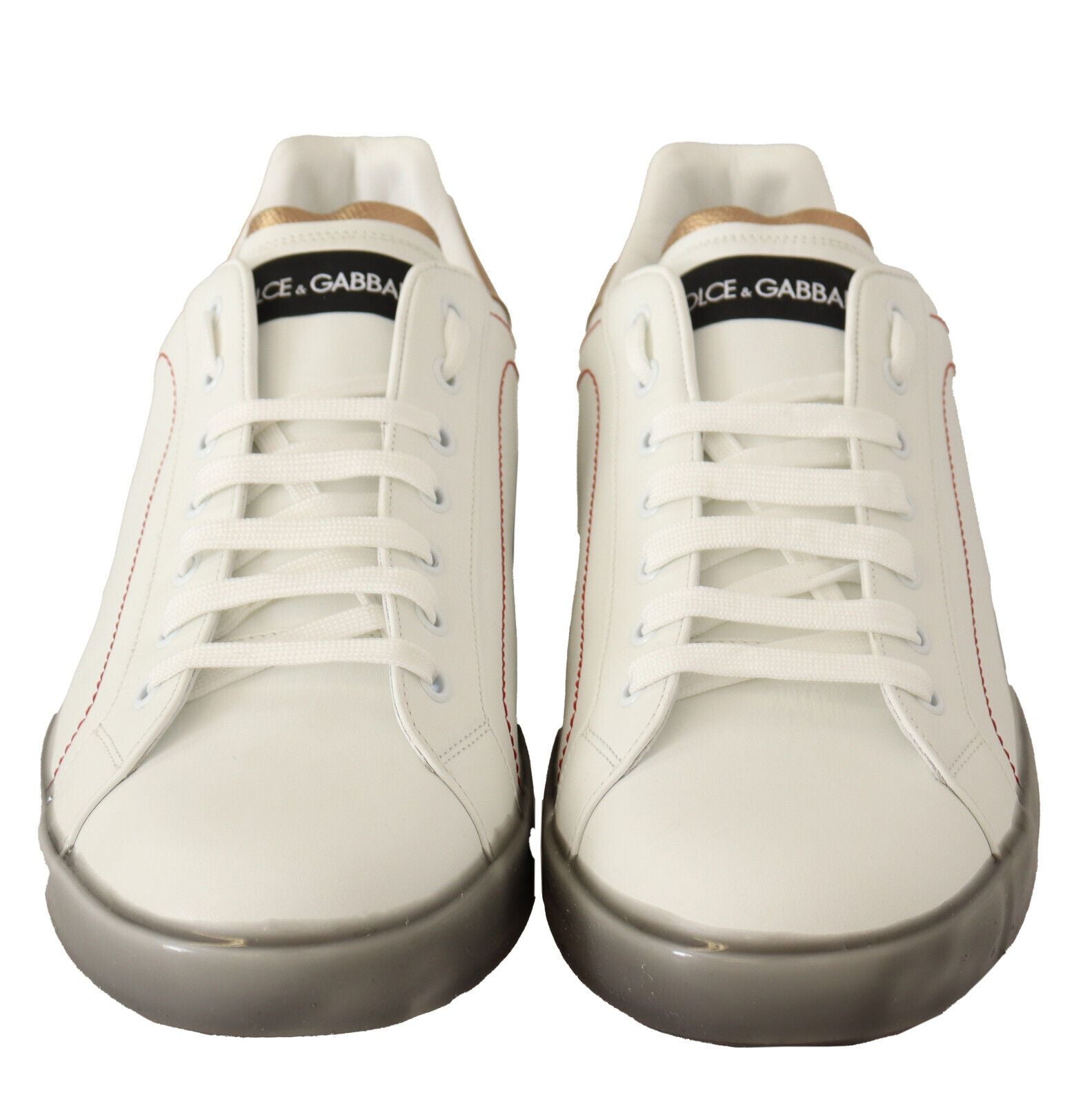 Dolce & Gabbana White Gold Leather Low Top Sneakers Casual Shoes-3