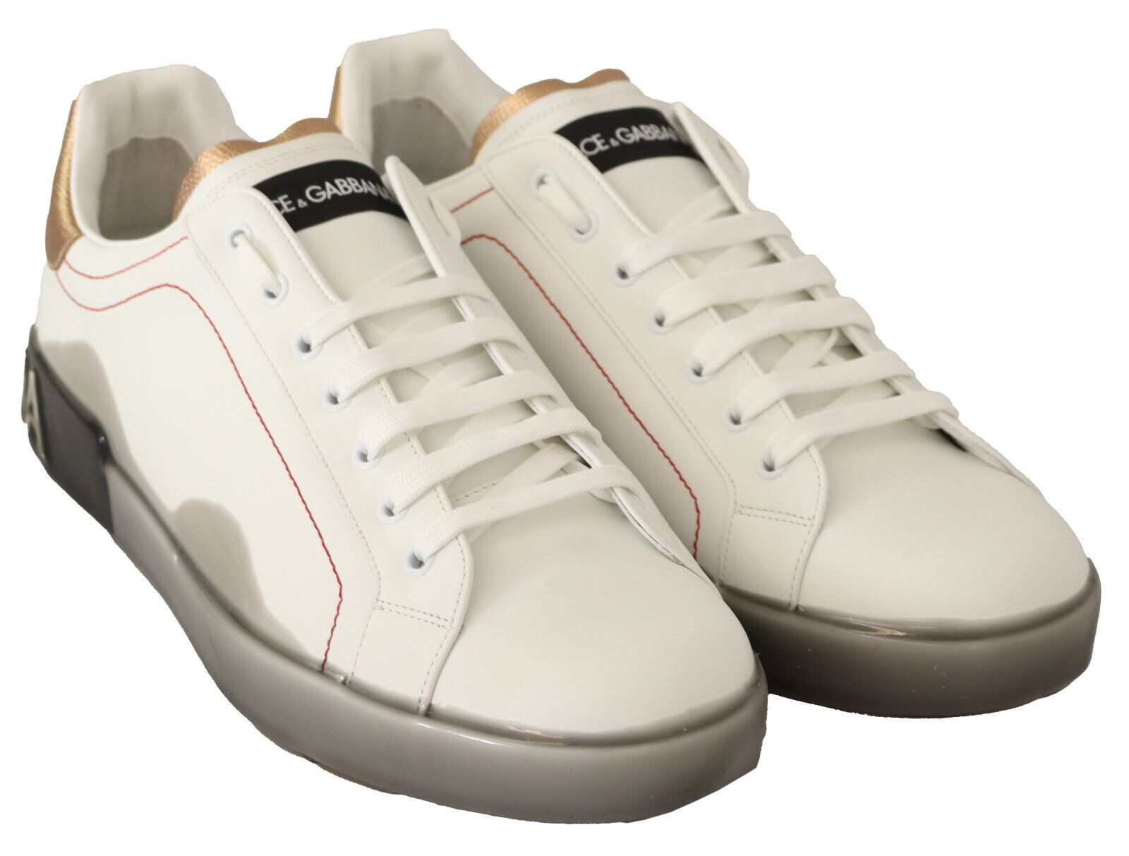 Dolce & Gabbana White Gold Leather Low Top Sneakers Casual Shoes-2