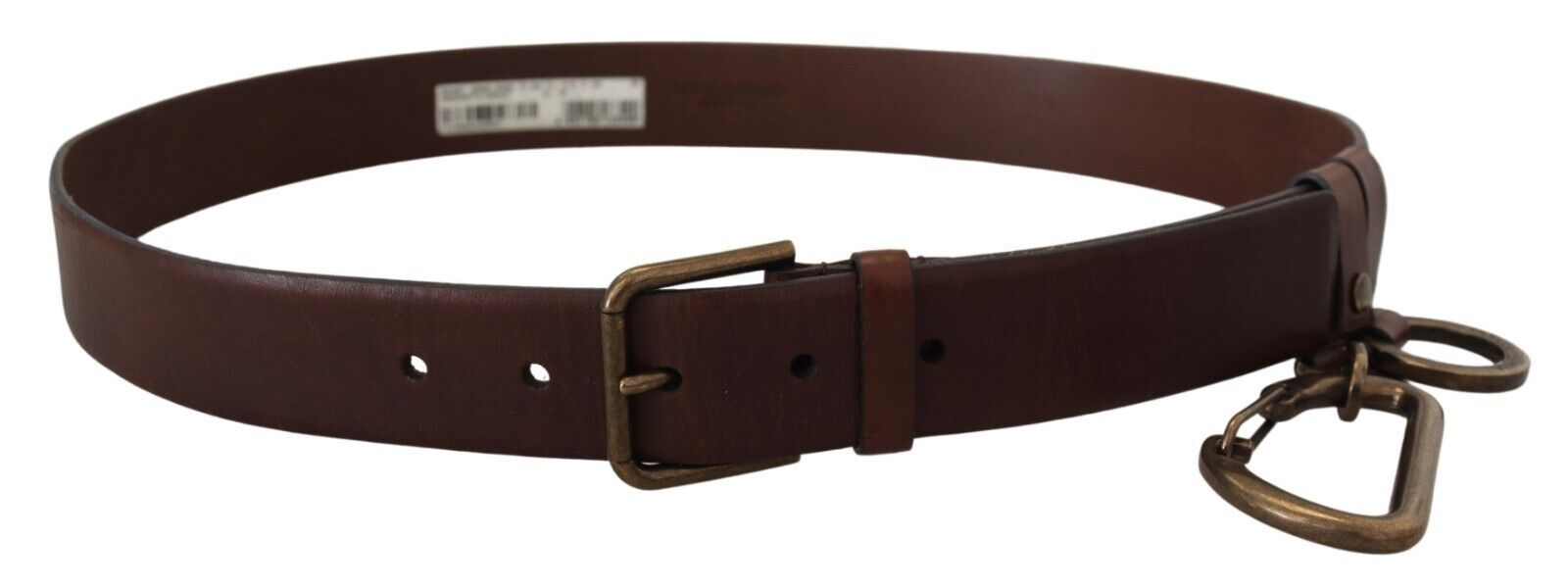Dolce & Gabbana brown leather belt with gold metal buckle and carabiner-3