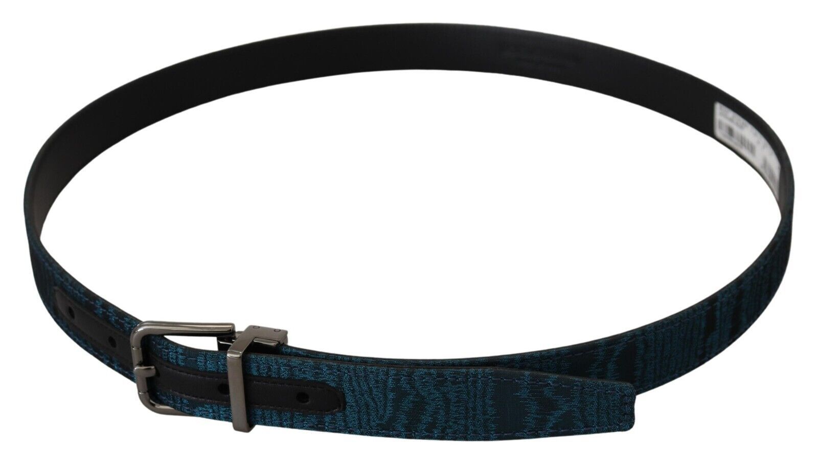 Dolce & Gabbana Blue Jacquard Moiré Silver Metal Belt Men-2