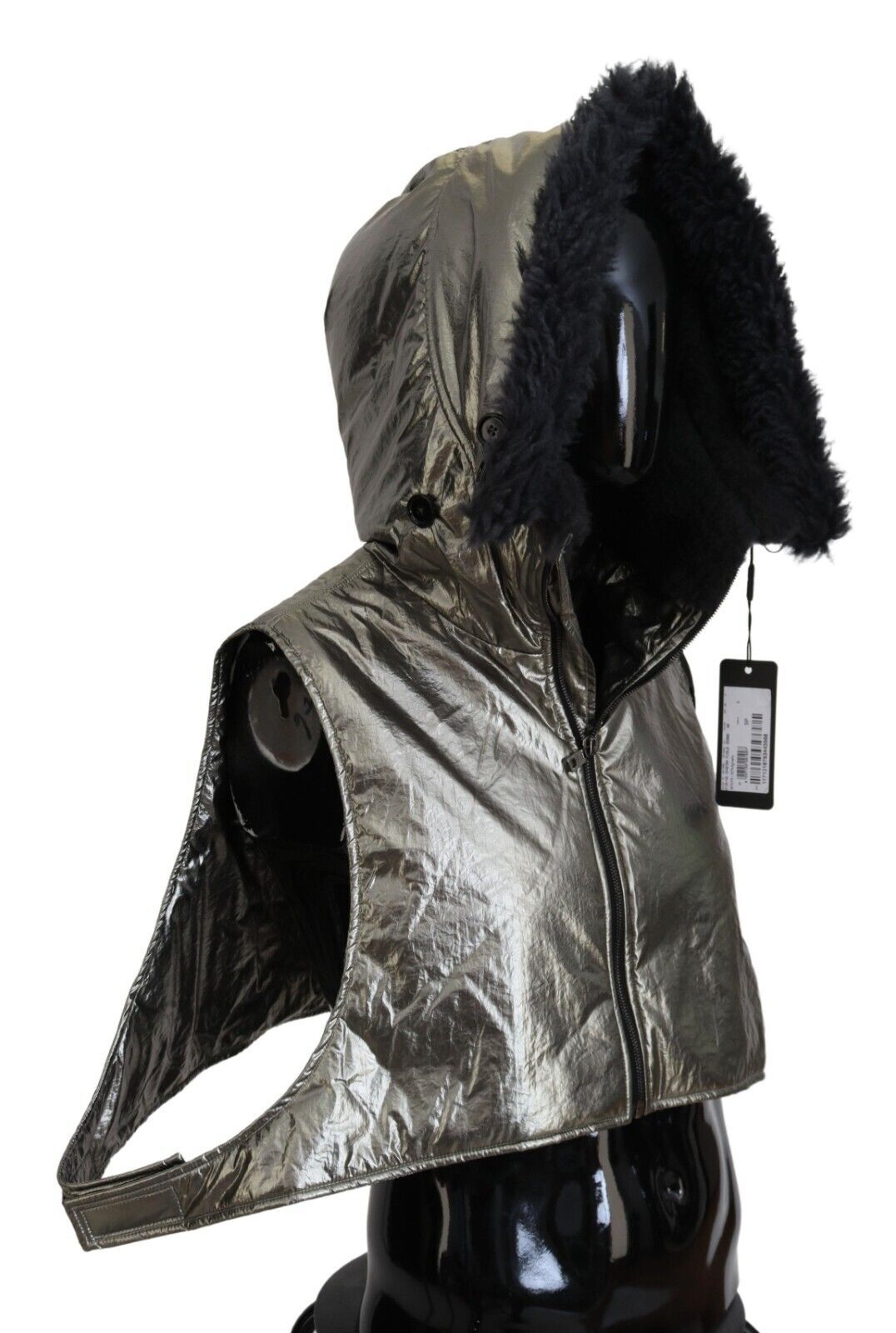 Dolce & Gabbana Silver Fur Full Head Wrap Men's Capello Nylon Hat-3
