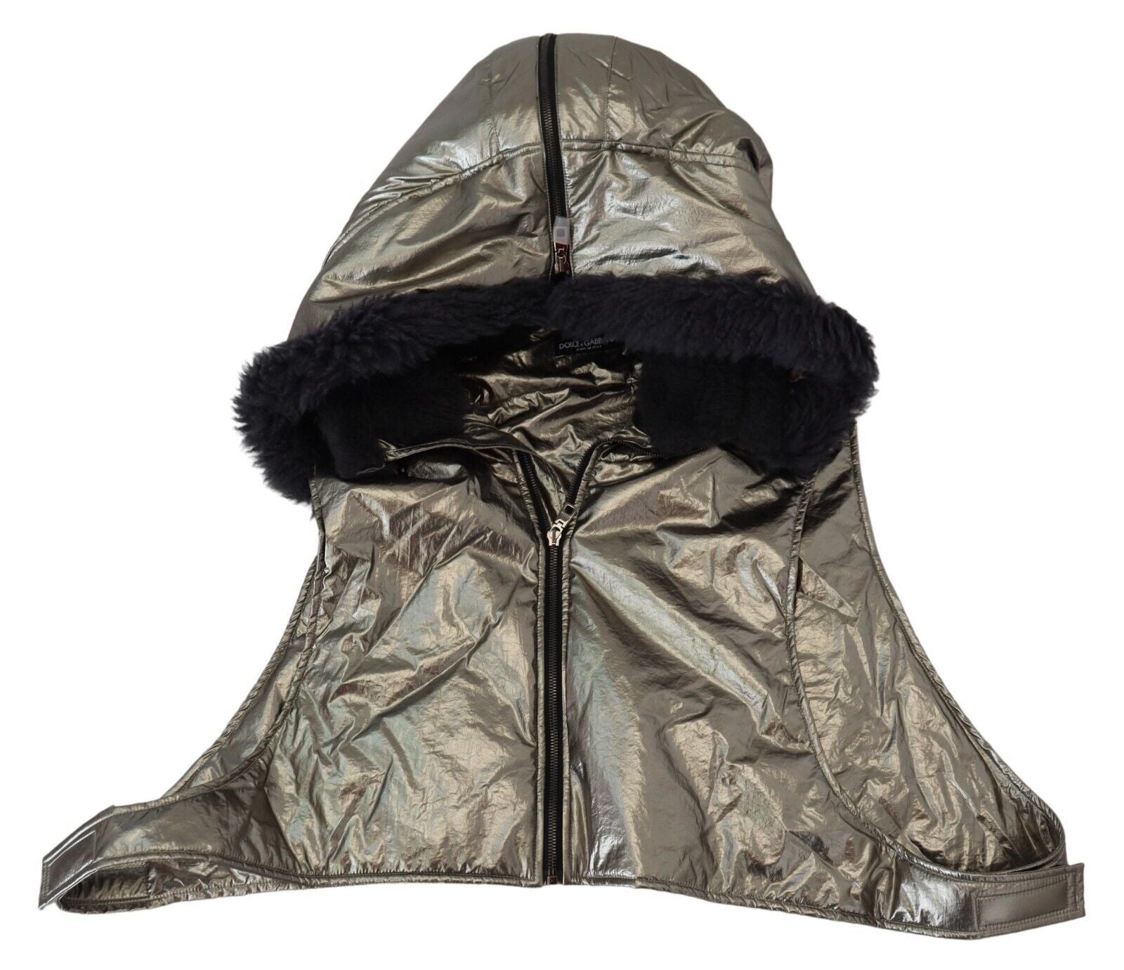 Dolce & Gabbana Silver Fur Full Head Wrap Men's Capello Nylon Hat-4