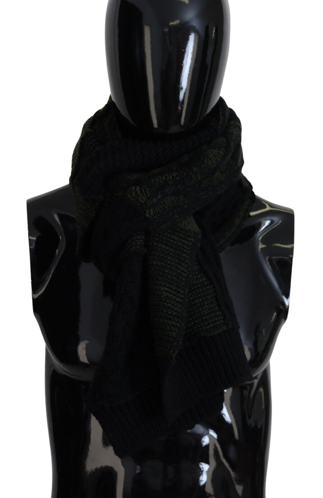 Dolce & Gabbana Black Green Knitted Men's Neck Wrap Scarf