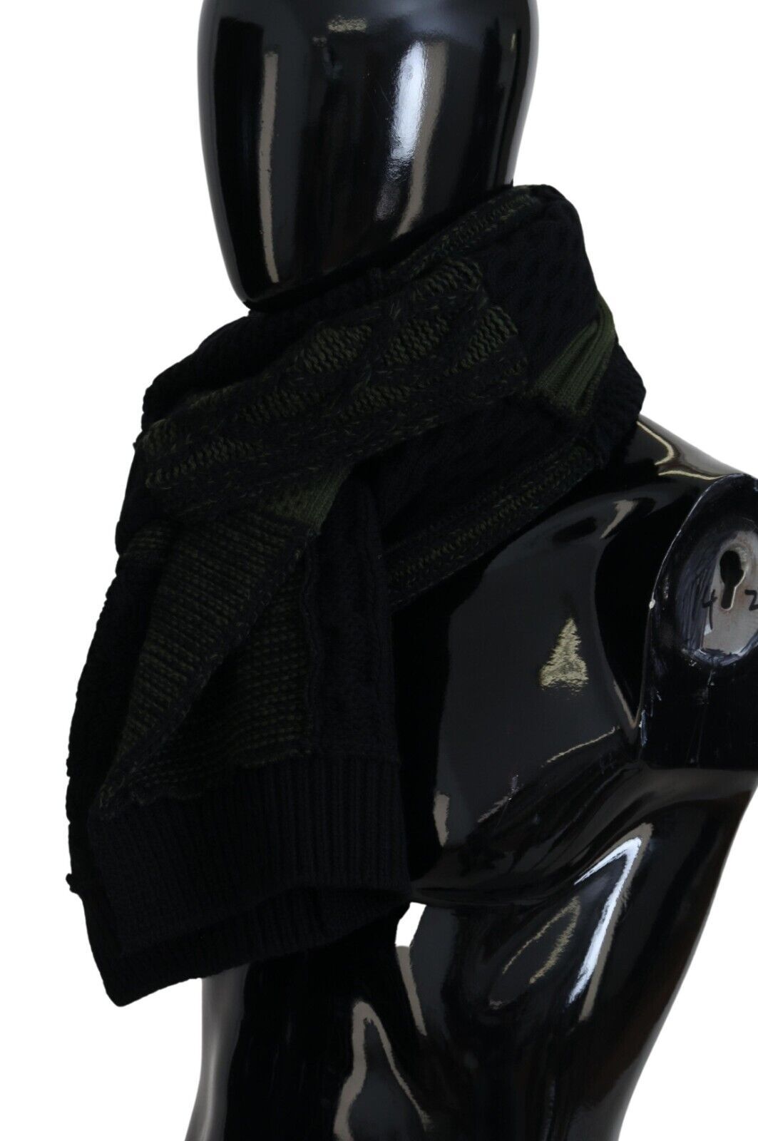 Dolce & Gabbana Black Green Knitted Men's Neck Wrap Scarf-3