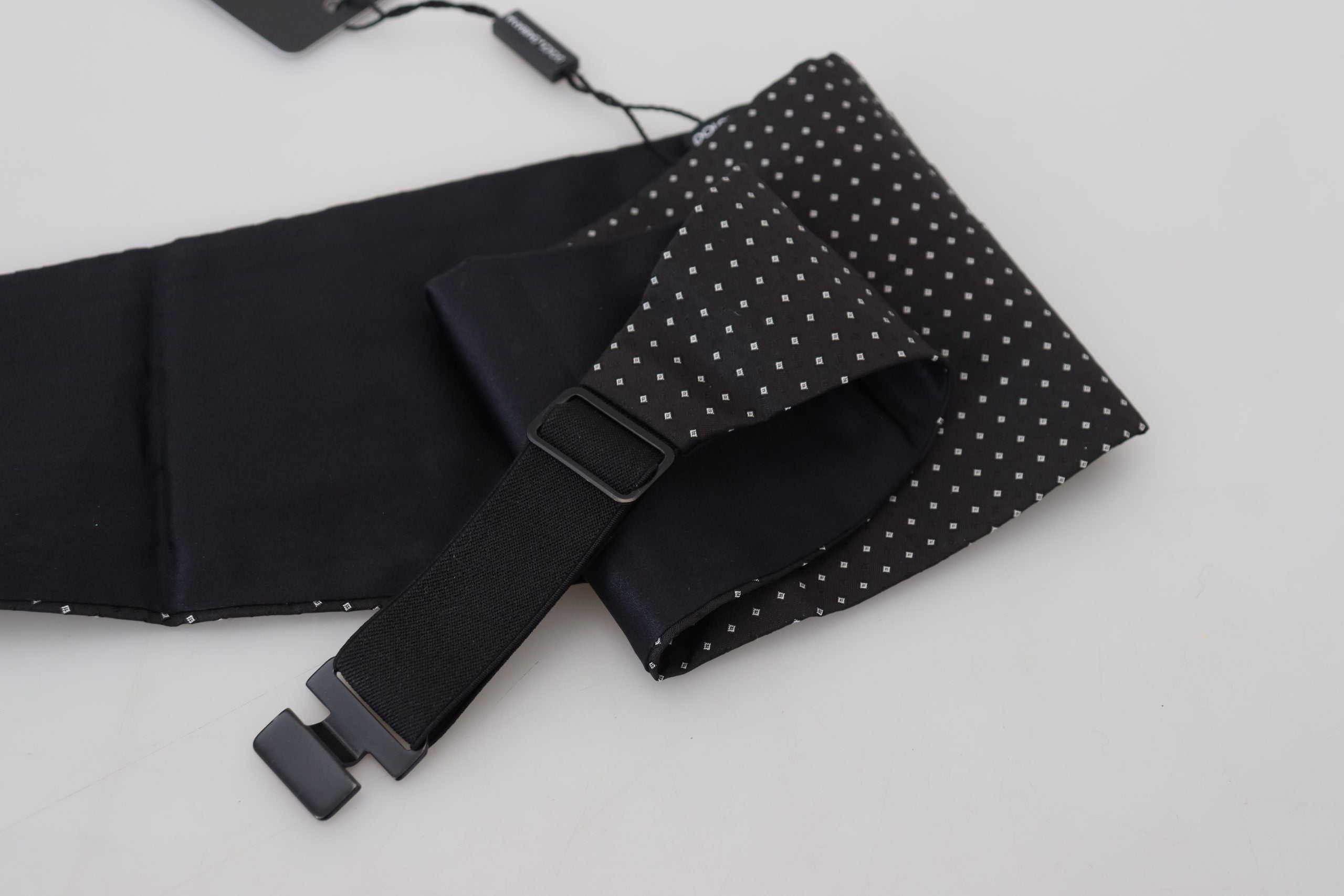 Dolce & Gabbana Black Polka Dot Wide Waist Belt for Men Cummerband-5