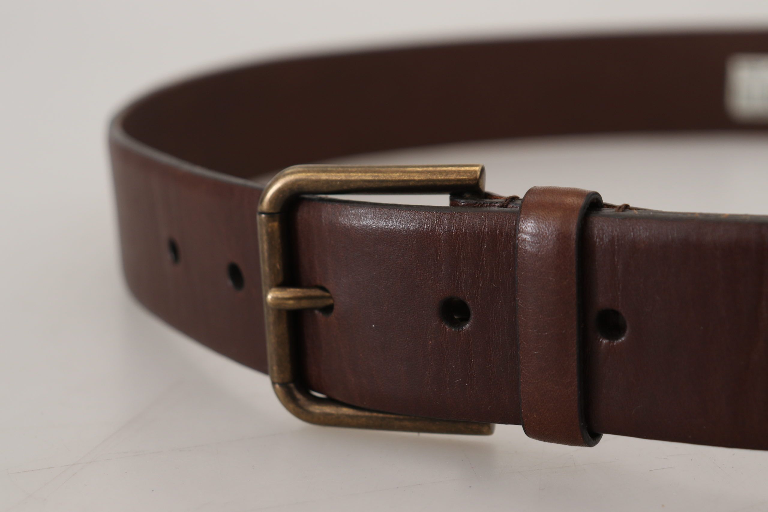 Dolce & Gabbana brown leather belt with gold metal buckle and carabiner-5