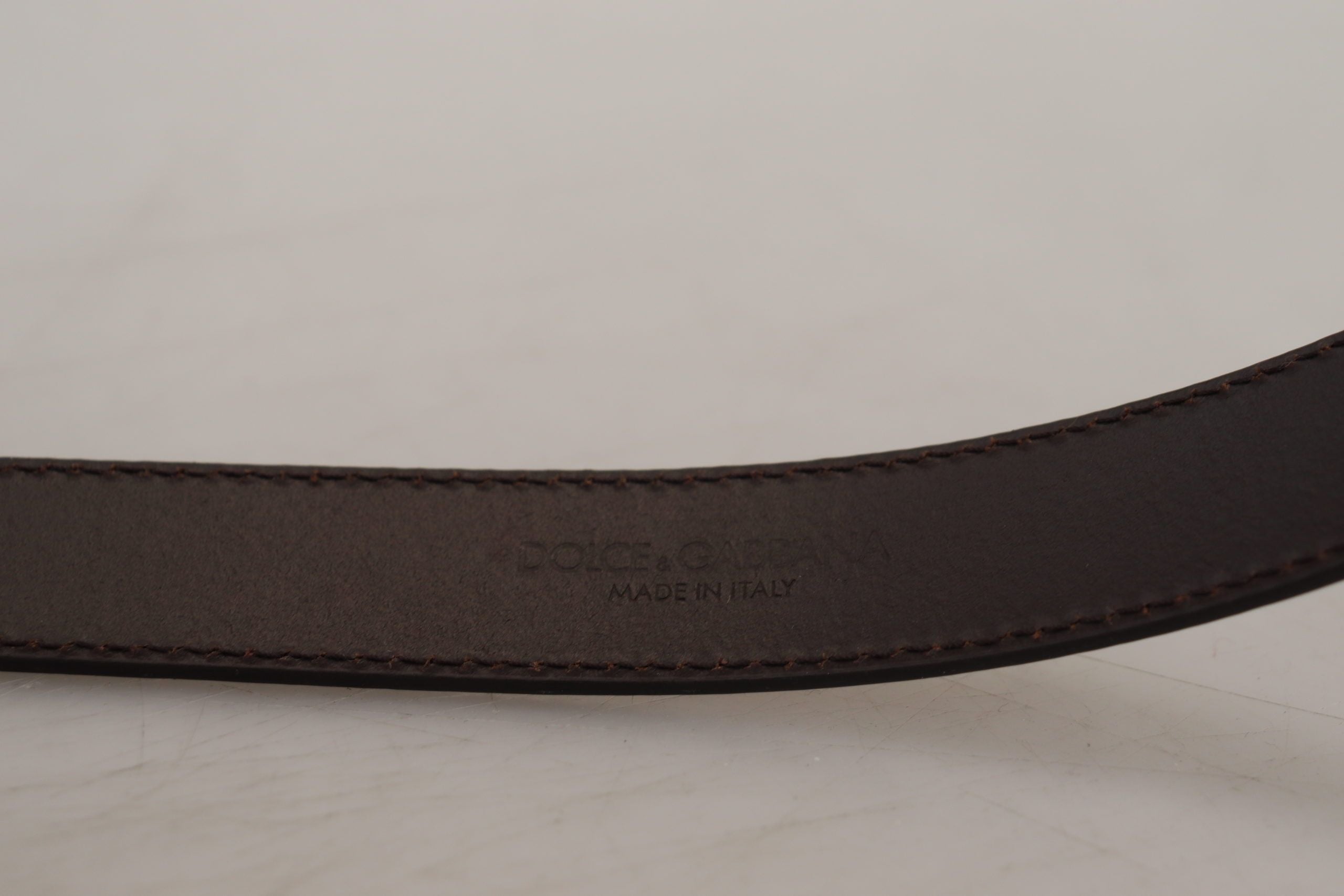 Dolce & Gabbana Gold Leather Silver Square Metal Buckle Belt-4