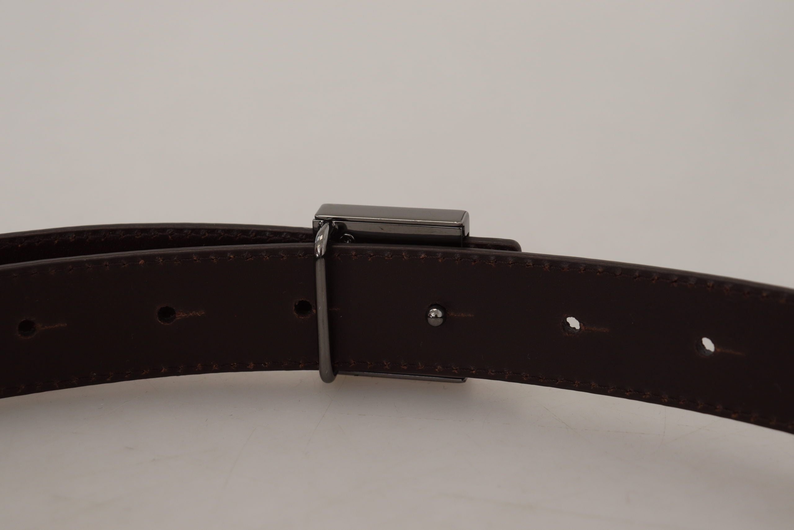 Dolce & Gabbana Gold Leather Silver Square Metal Buckle Belt-5