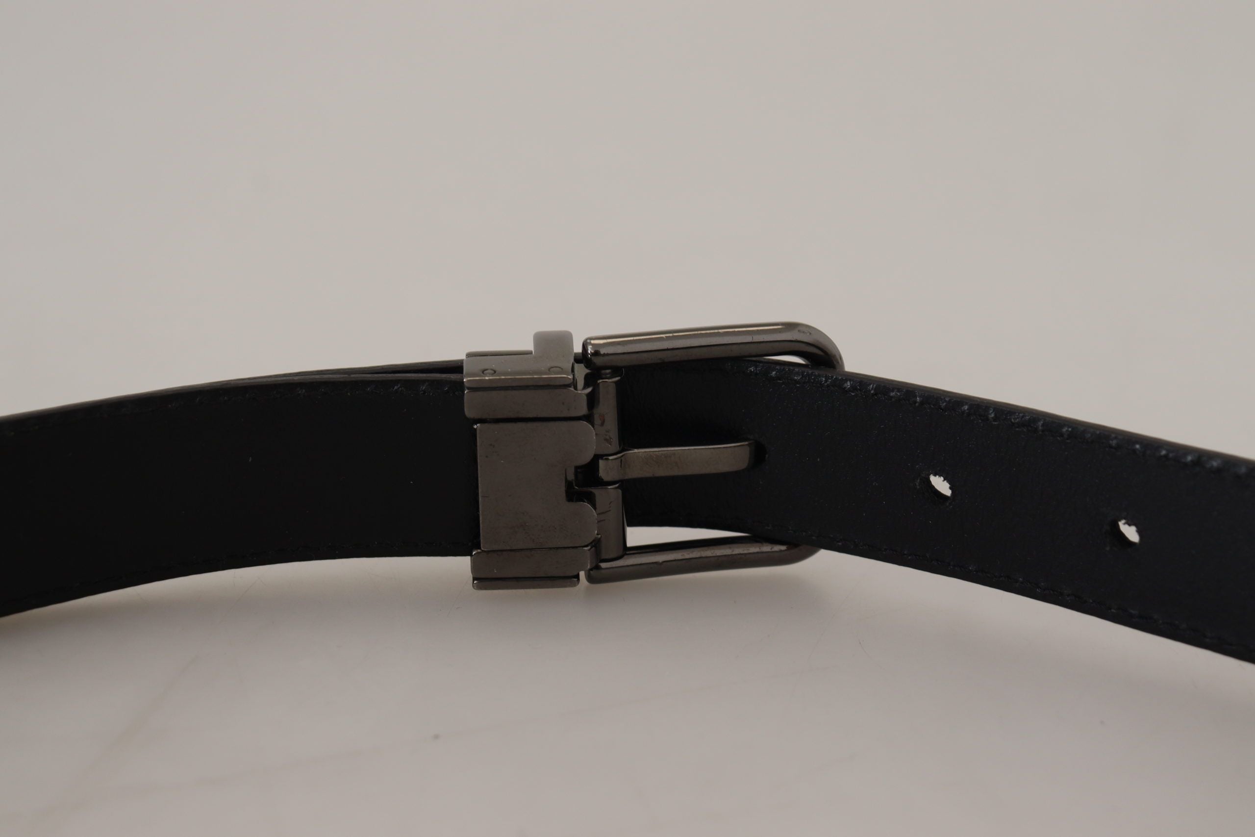 Dolce & Gabbana Blue Leather Silver Metal Buckle Vintage Belt-5