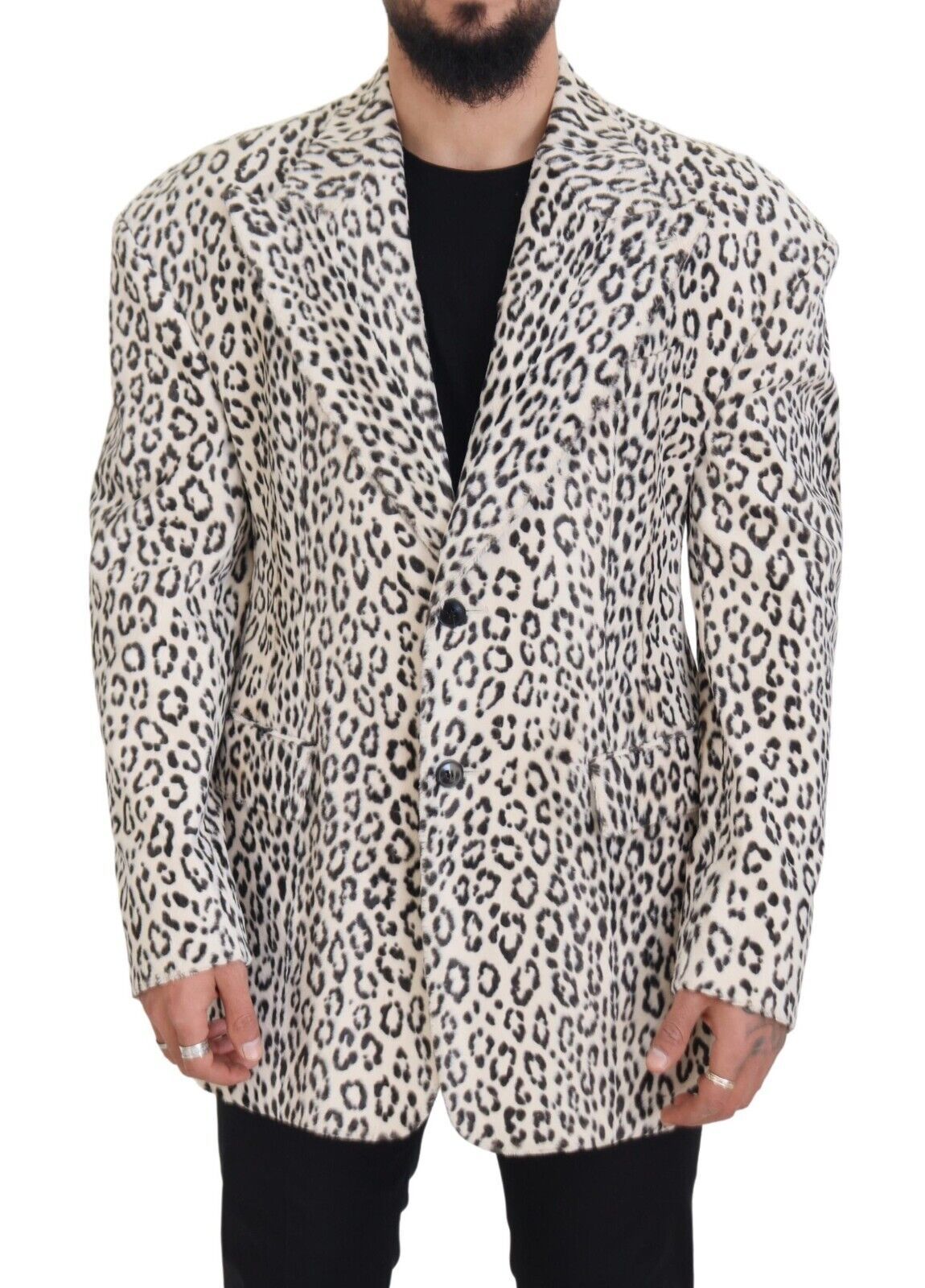 Dolce & Gabbana Weißer Leopard einreihiger Mantel Blazer-1