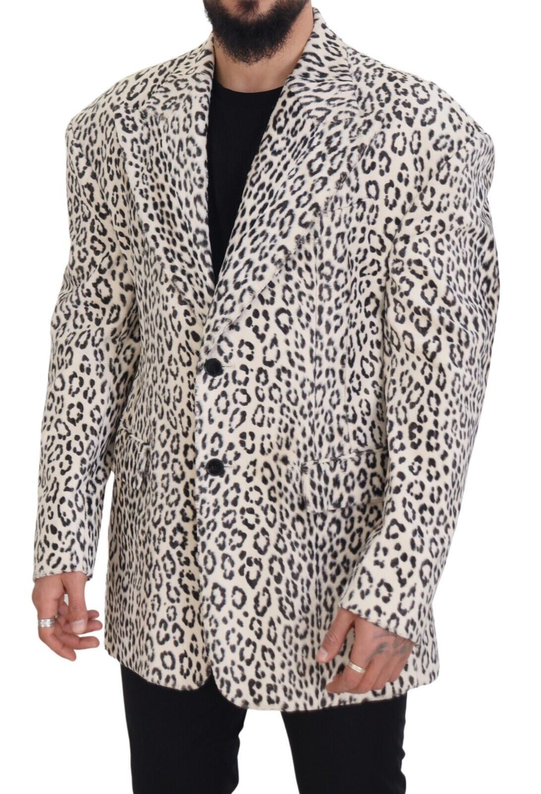Dolce & Gabbana Weißer Leopard einreihiger Mantel Blazer-2