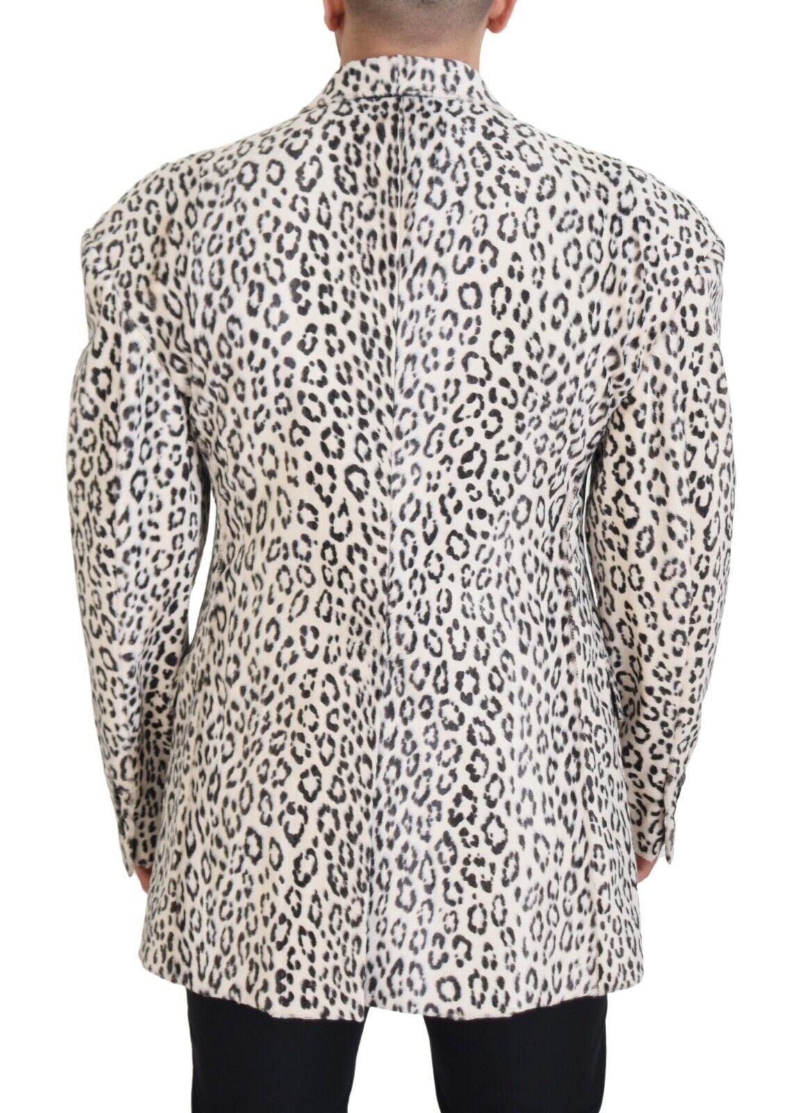 Dolce & Gabbana Weißer Leopard einreihiger Mantel Blazer-3