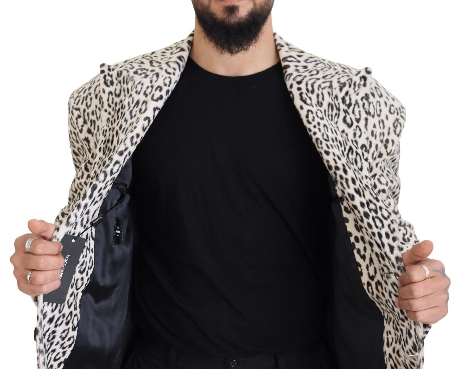 Dolce & Gabbana Weißer Leopard einreihiger Mantel Blazer-6