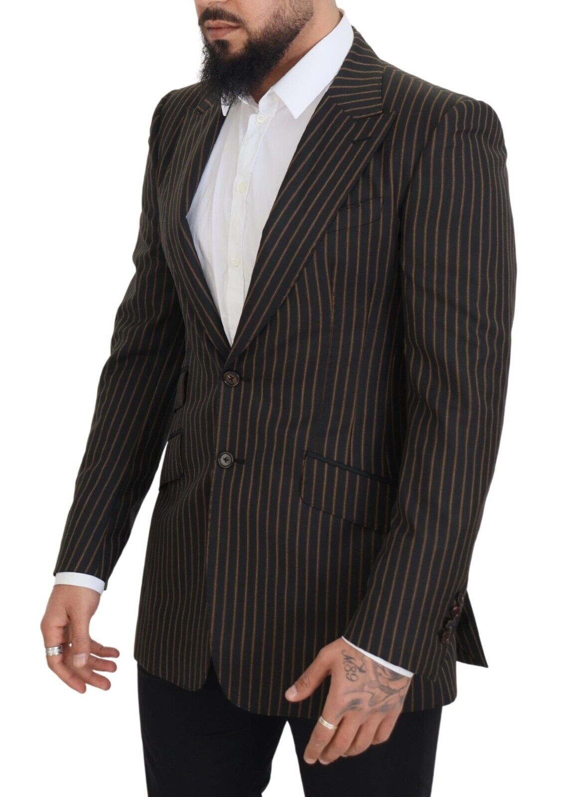 Blazer de botonadura sencilla de rayas negras y marrones de Dolce & Gabbana-2