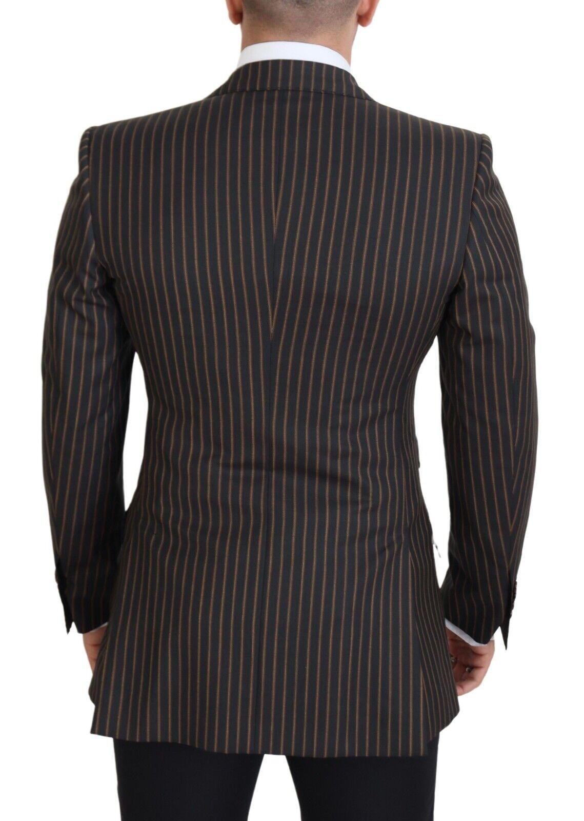 Blazer de botonadura sencilla de rayas negras y marrones de Dolce & Gabbana-3