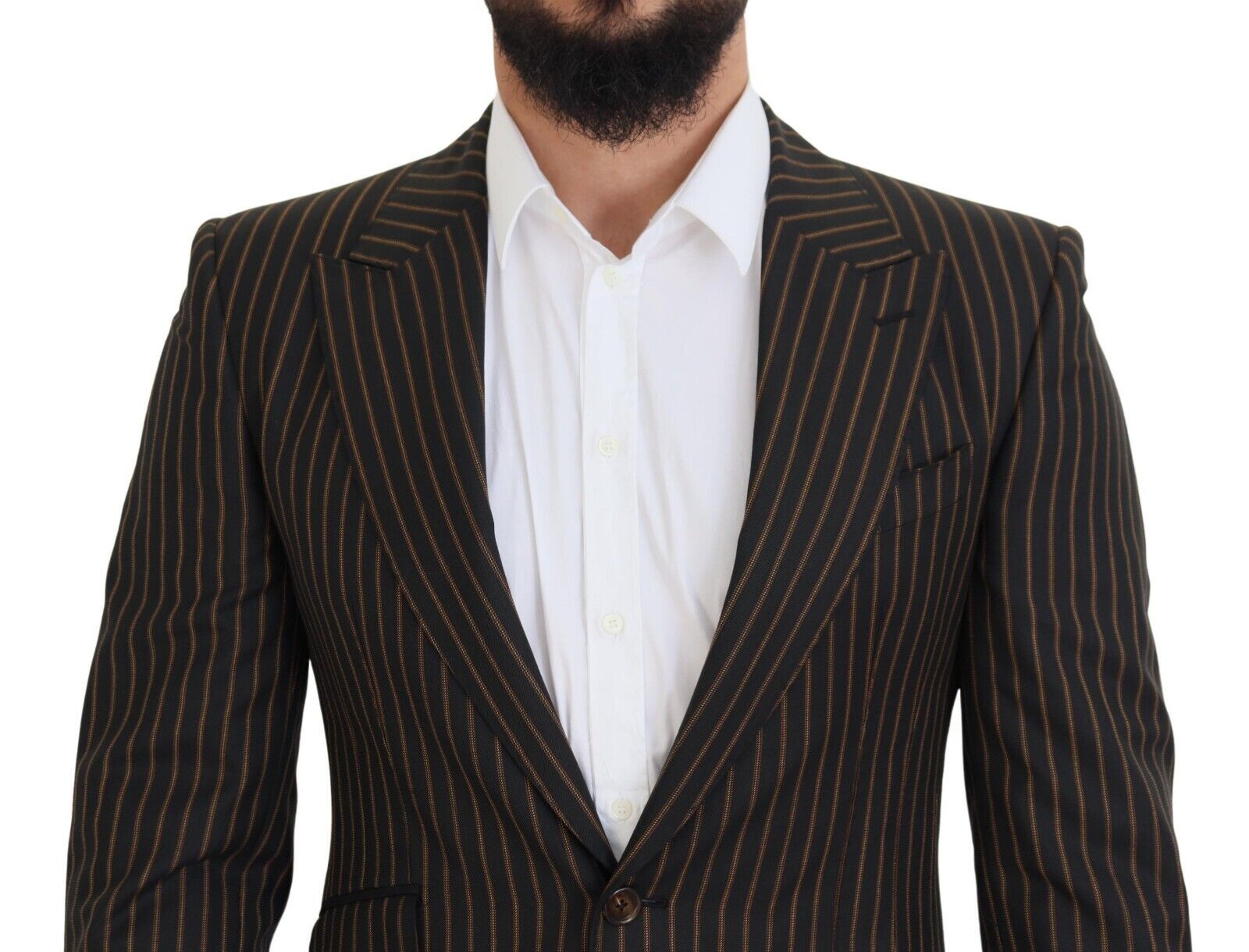 Blazer de botonadura sencilla de rayas negras y marrones de Dolce & Gabbana-4