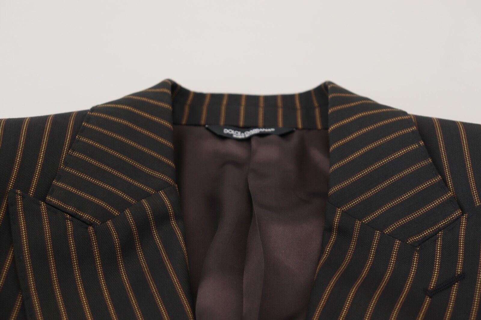 Blazer de botonadura sencilla de rayas negras y marrones de Dolce & Gabbana-7