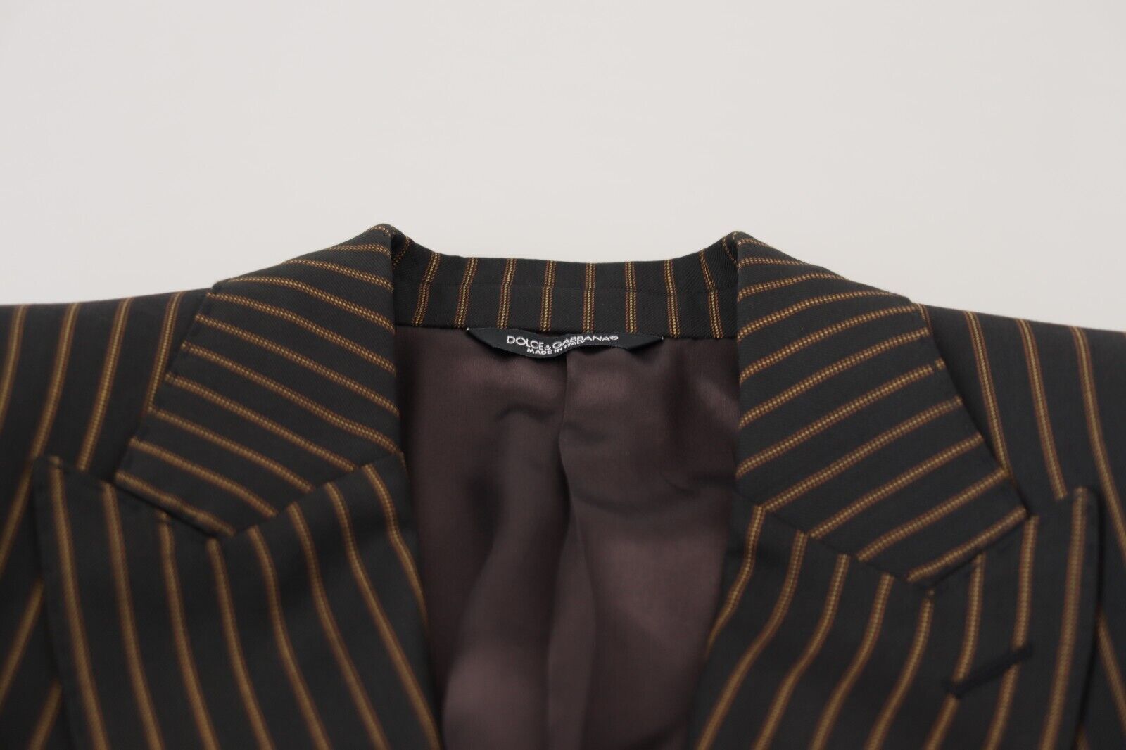 Blazer de botonadura sencilla de rayas negras y marrones de Dolce & Gabbana-8
