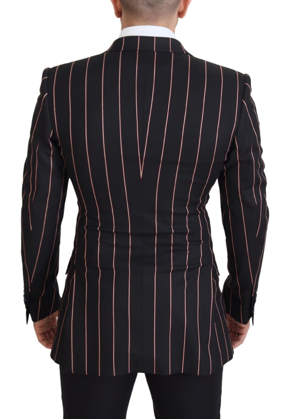 Dolce & Gabbana Black striped viscose blazer with two breasts-3