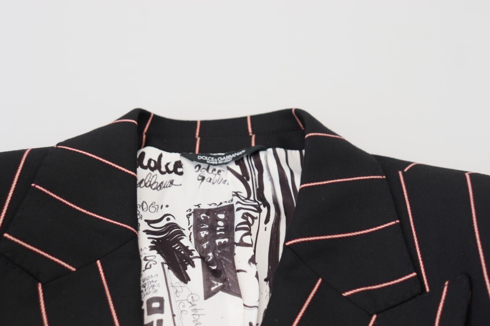 Dolce & Gabbana Black striped viscose blazer with two breasts-6