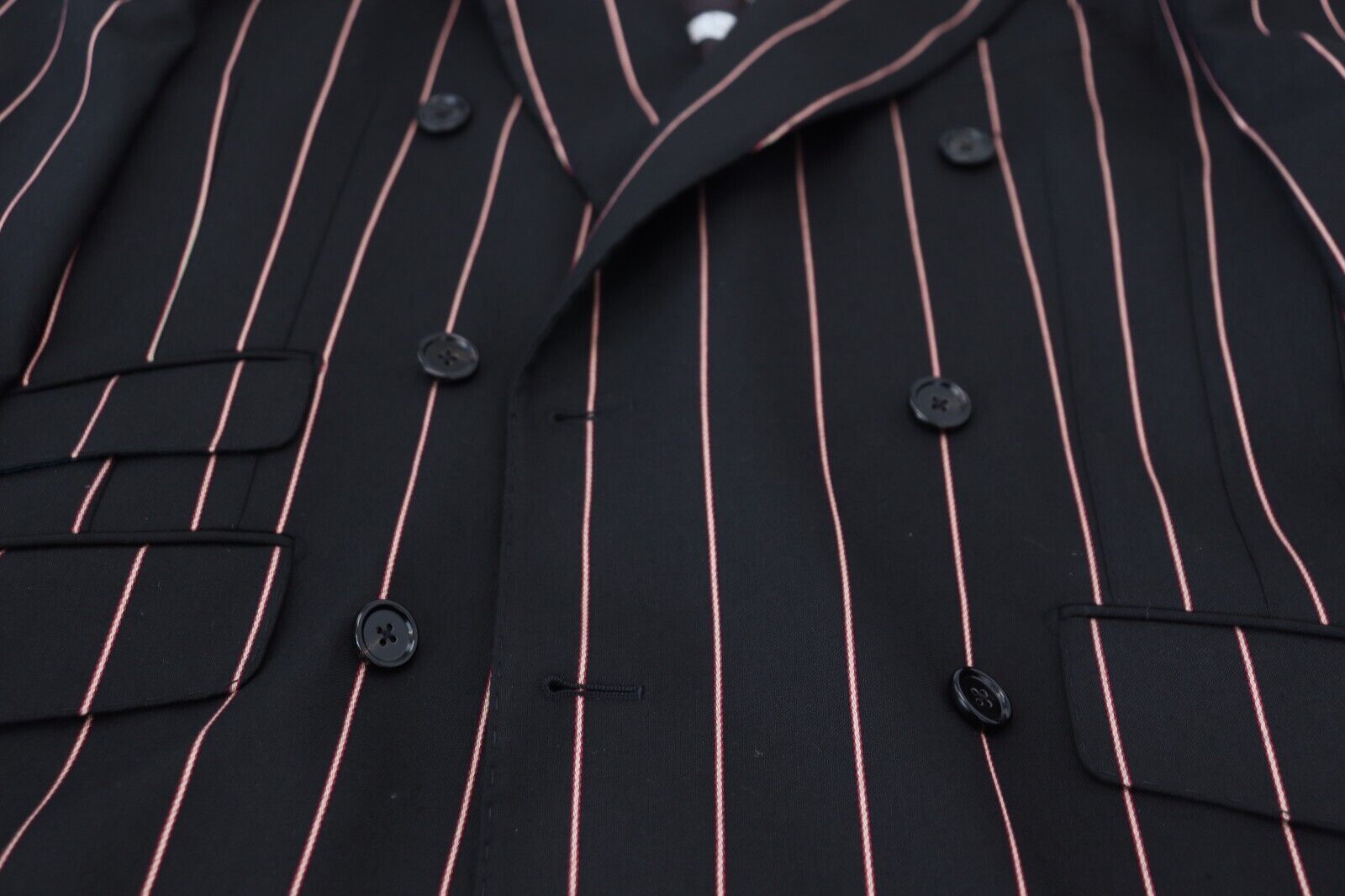 Dolce & Gabbana Black striped viscose blazer with two breasts-7