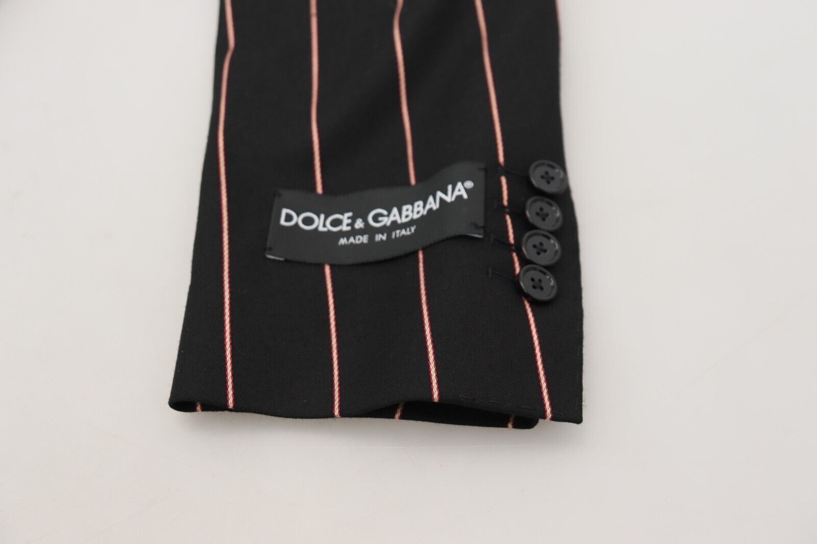 Dolce & Gabbana Black striped viscose blazer with two breasts-8